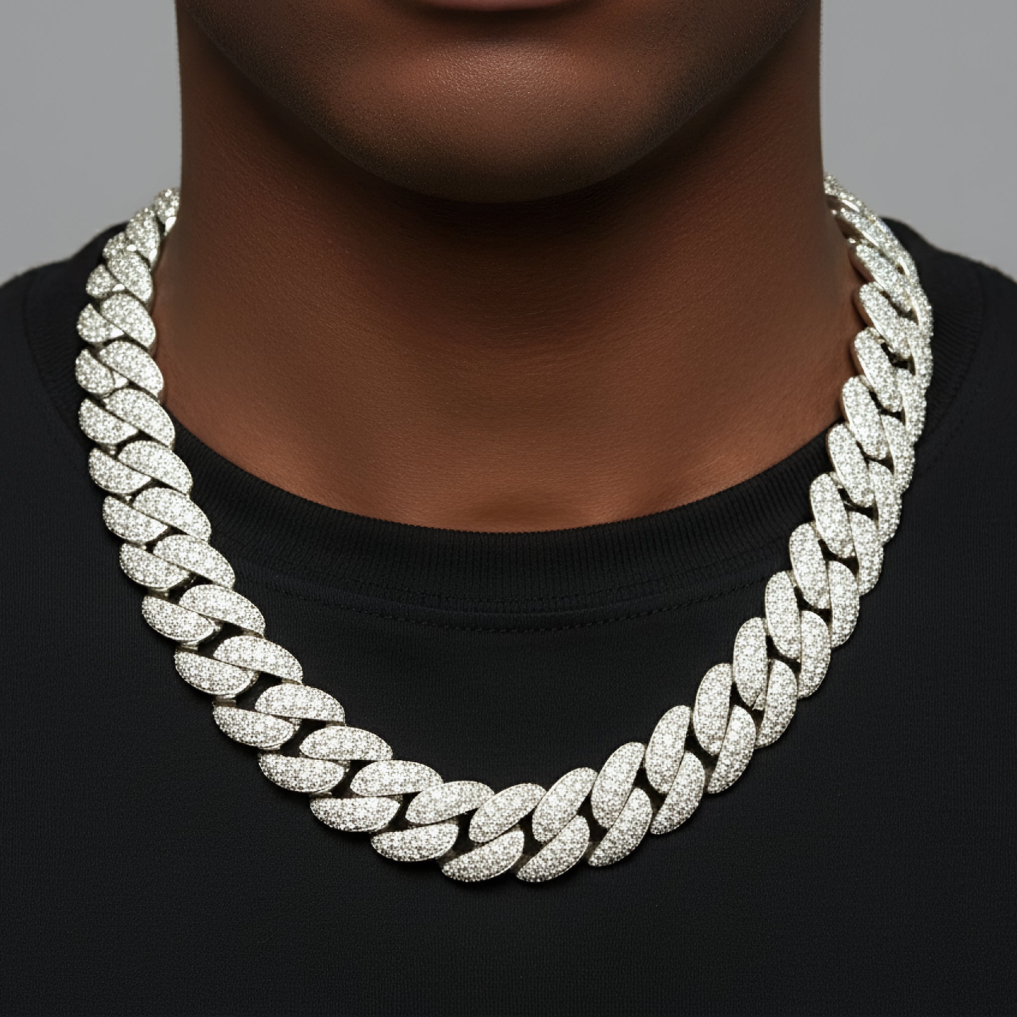 23mm Moissanite Mosaic Cuban 925 Silver Custom Mens