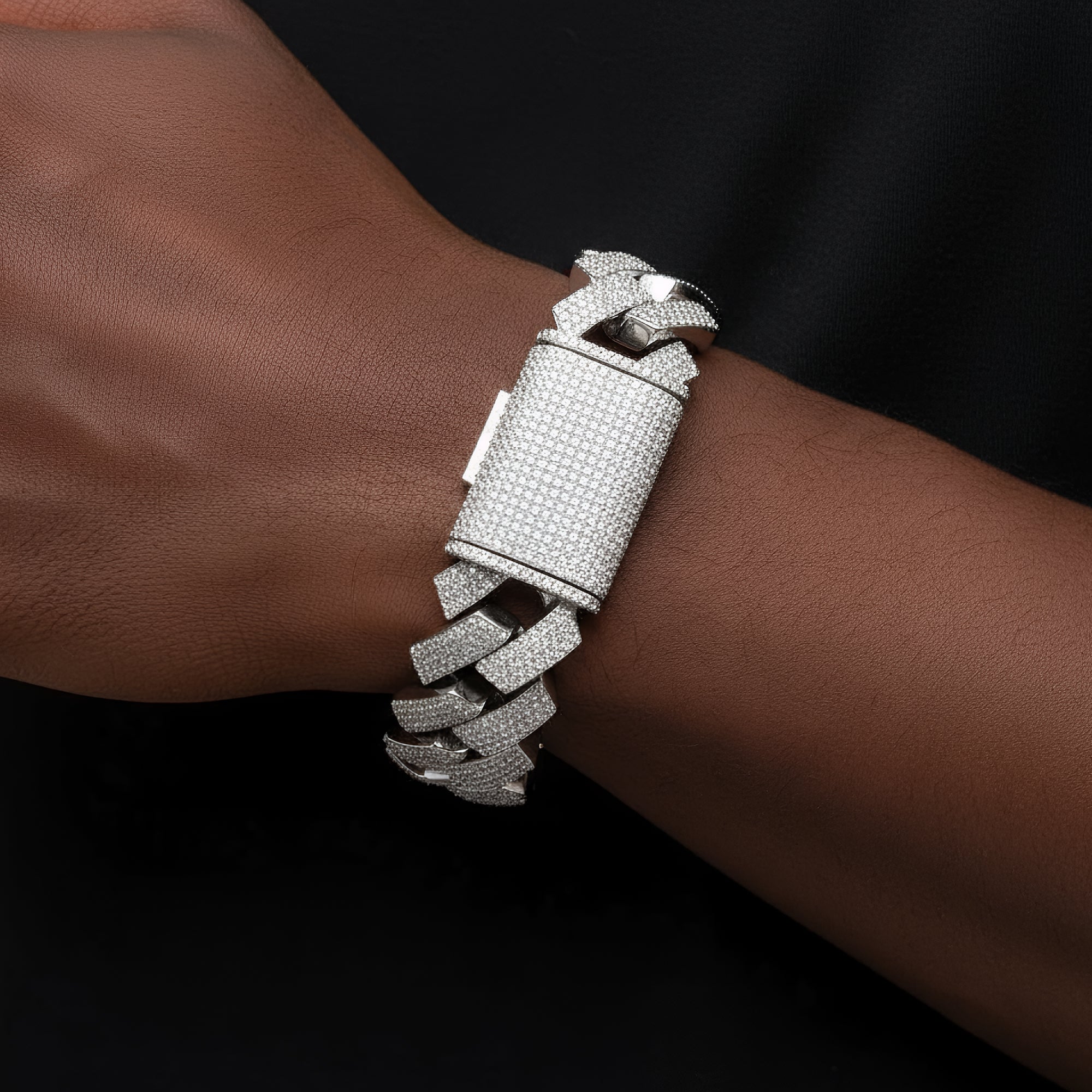 Big 22mm MOISSANITE Prong Cuban Link Bracelet 925 Silver Icy Custom