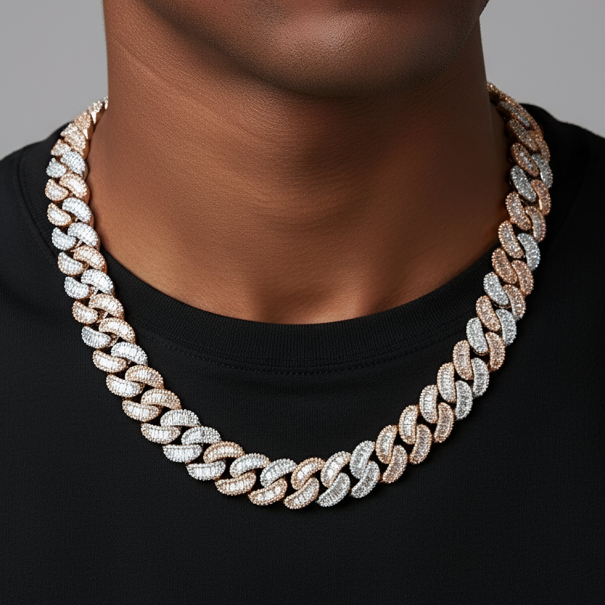 Moissanite Baguette Cuban Chain 925 Silver 14mm (All Colors)