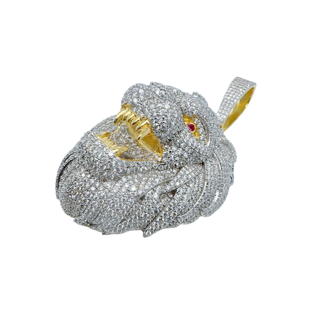 VVS Moissanite Lion Pendant 925 Silver 14k Gold Tone Fully Ice Custom Men