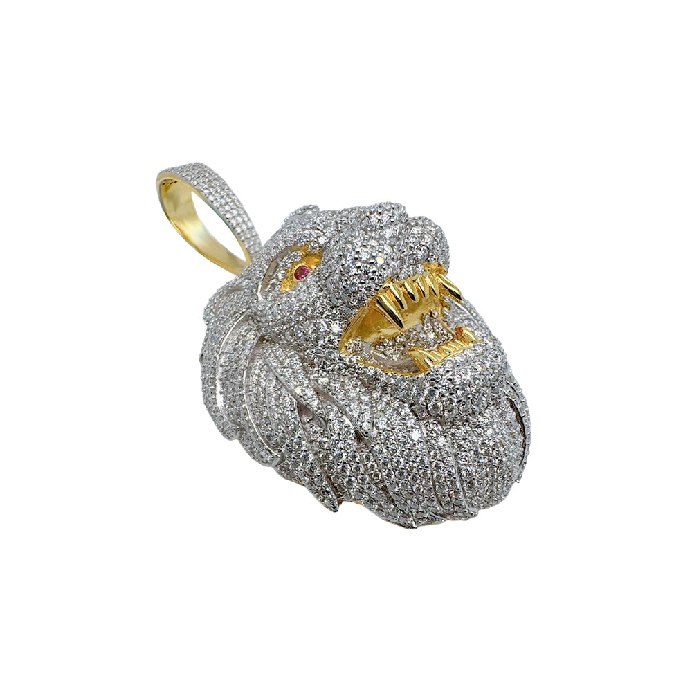 VVS Moissanite Lion Pendant 925 Silver 14k Gold Tone Fully Ice Custom Men
