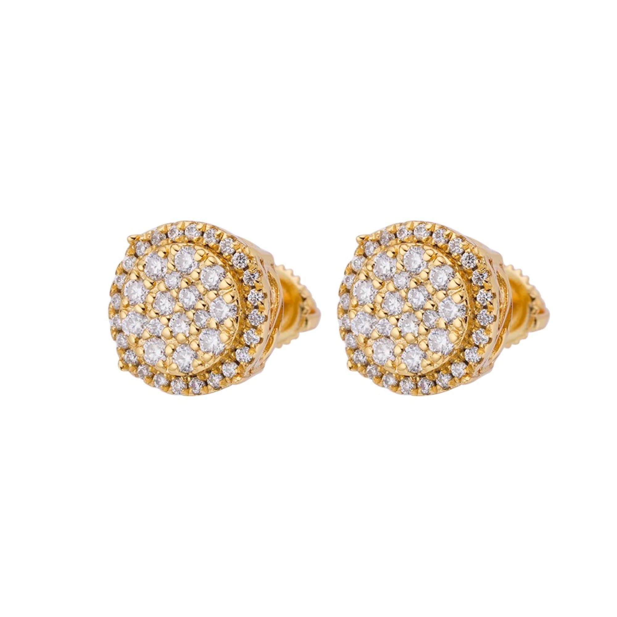 Round Earrings Moissanite 14k Gold Finish Studs 925 Silver
