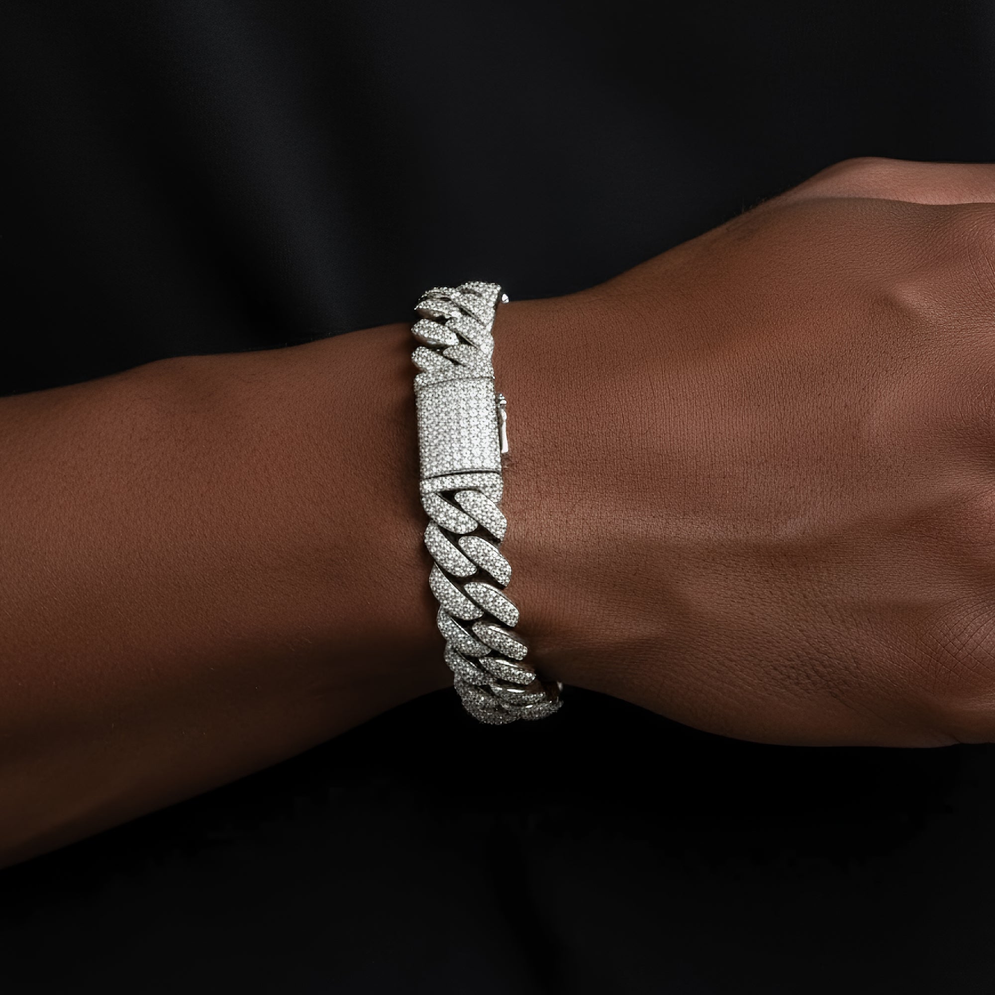 Moissanite Miami Cuban Bracelet 15mm Custom 925 Silver Icy Bling