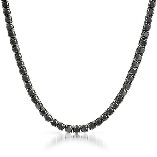 Sterling Silver 4mm Moissanite Black Diamond Tennis Chain