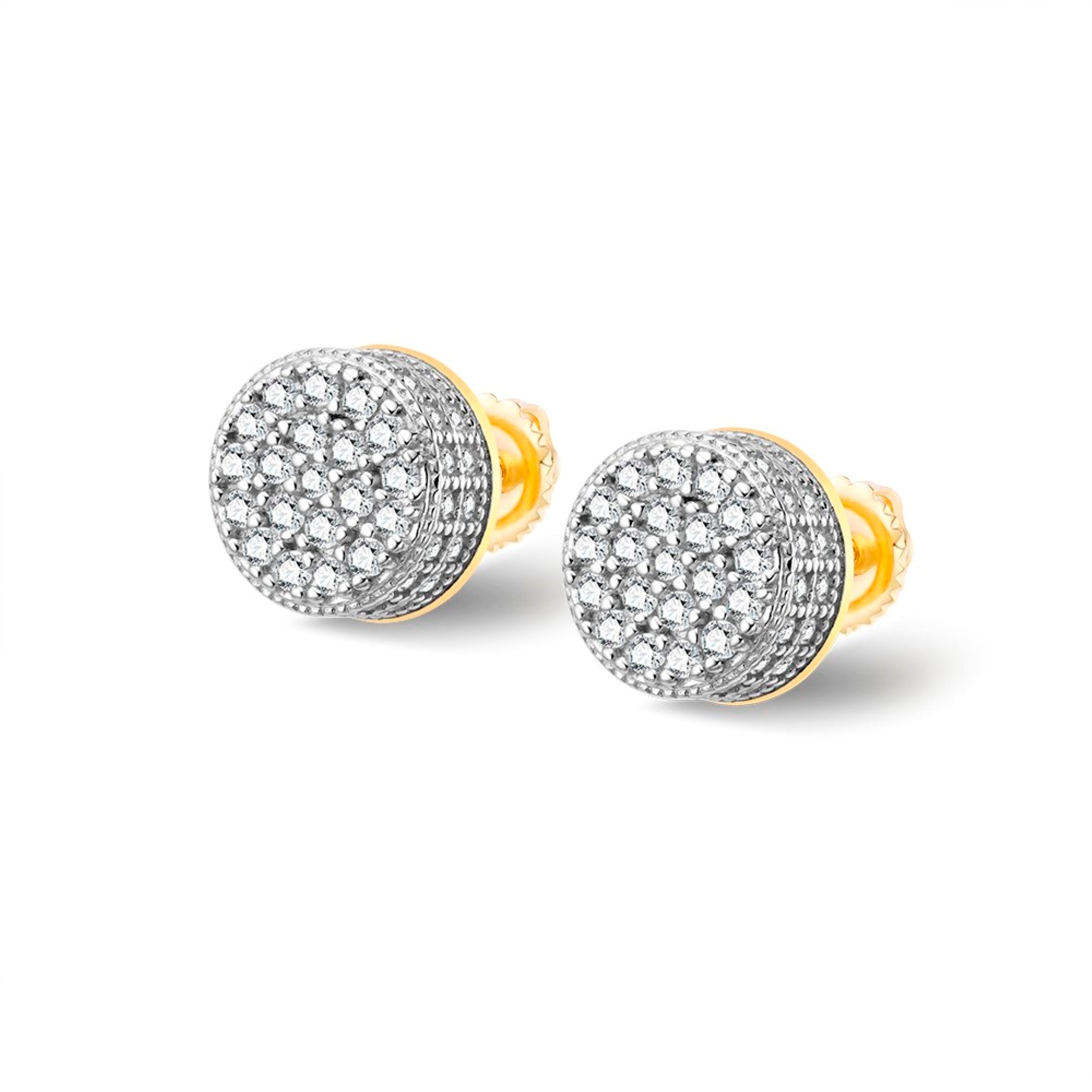 Moissanite 14k Gold Finish Round Earrings 925 Prong