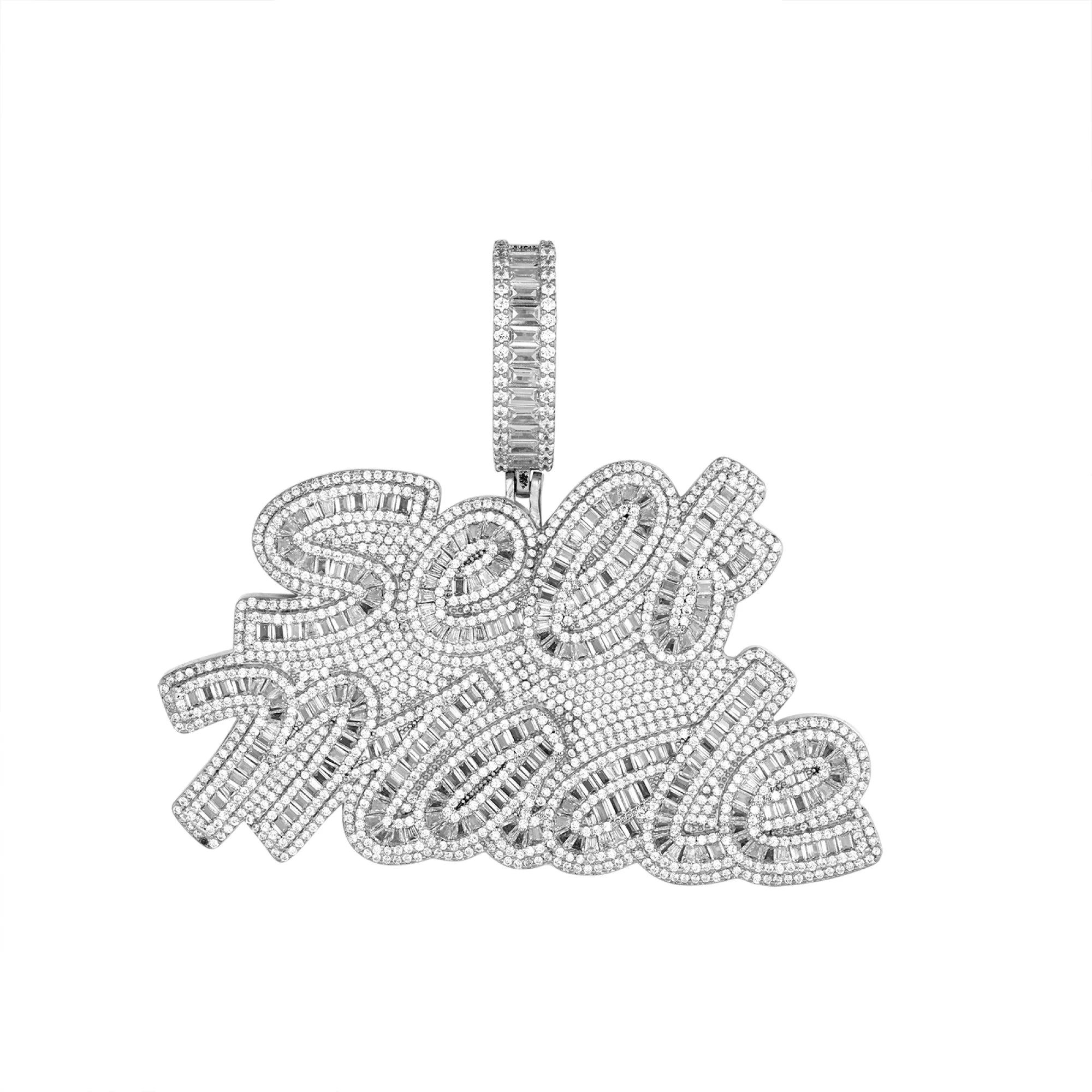 Self Made Moissanite Pendant Baguette Custom 925 Silver 14k Design