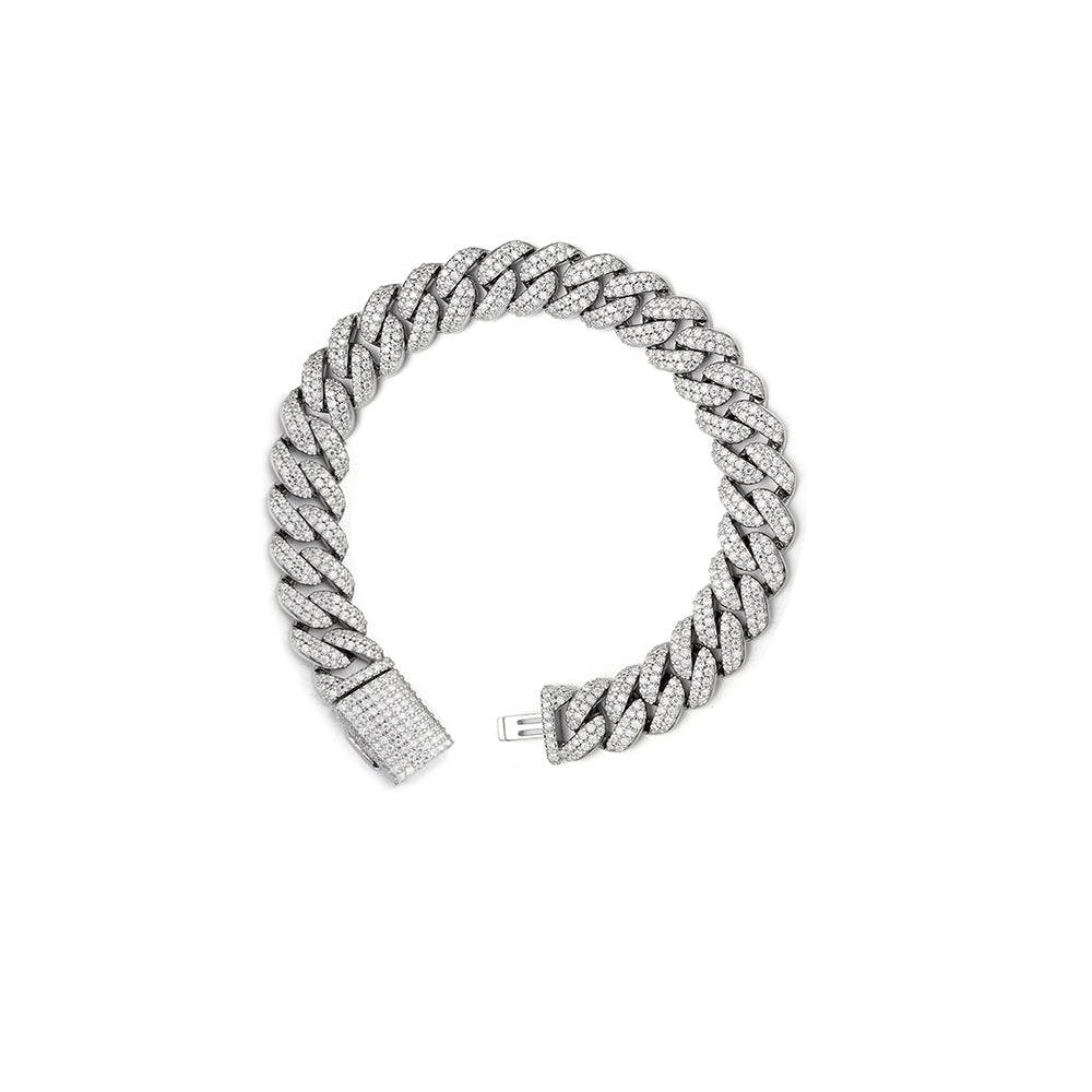 925 Silver 8mm  Moissanite 7 Inch Mens Cuban Bracelet