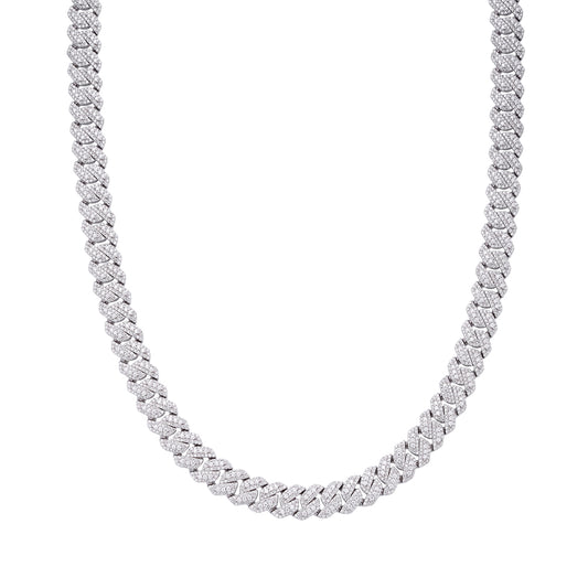 925 Silver Moissanite 10mm White Tone 22 Inch Cuban Necklace