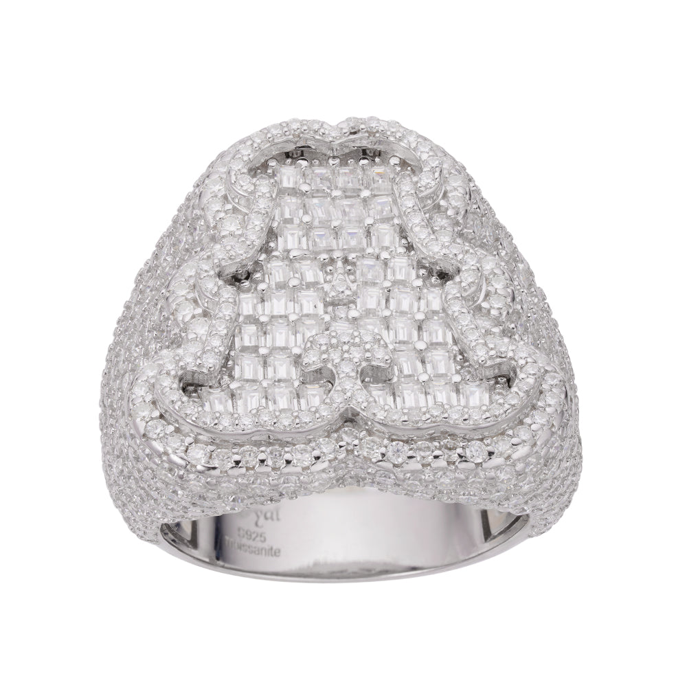 Real MOISSANITE Initial Ring 925 Silver Icy Baguette Men Letter A to Z ANY SIZE