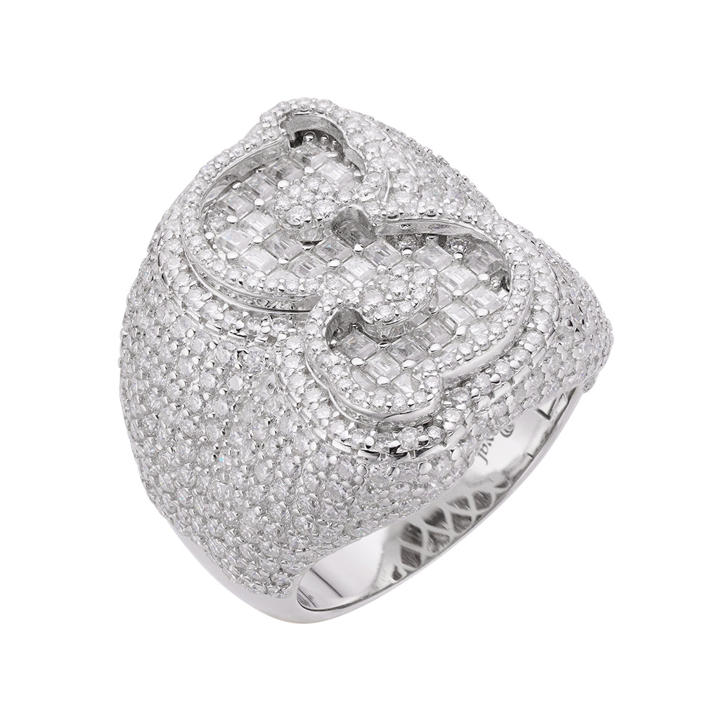 Real MOISSANITE Initial Ring 925 Silver Icy Baguette Men Letter A to Z ANY SIZE