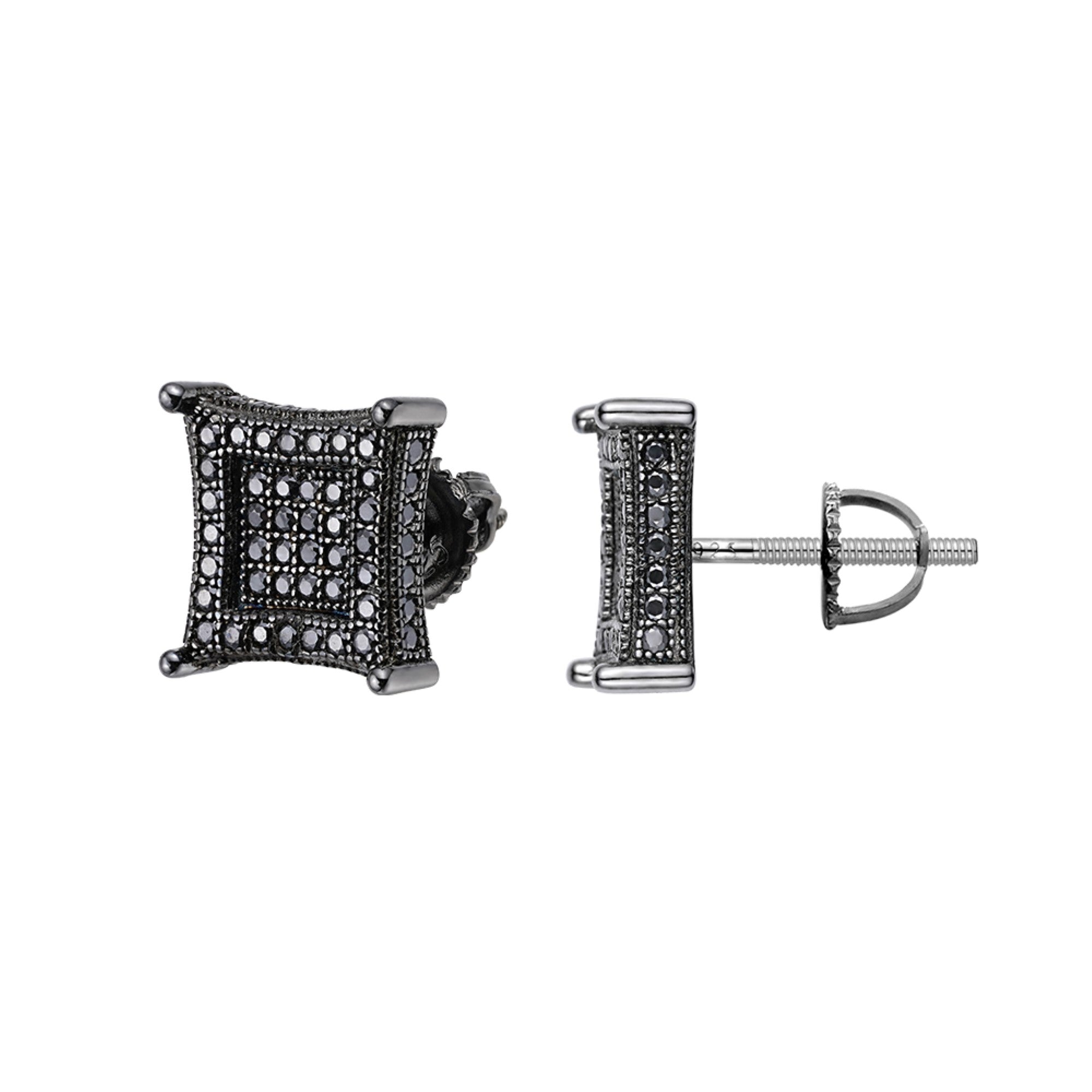 Moissanite Diamond Black Kite Earrings 925 Silver Studs Unisex