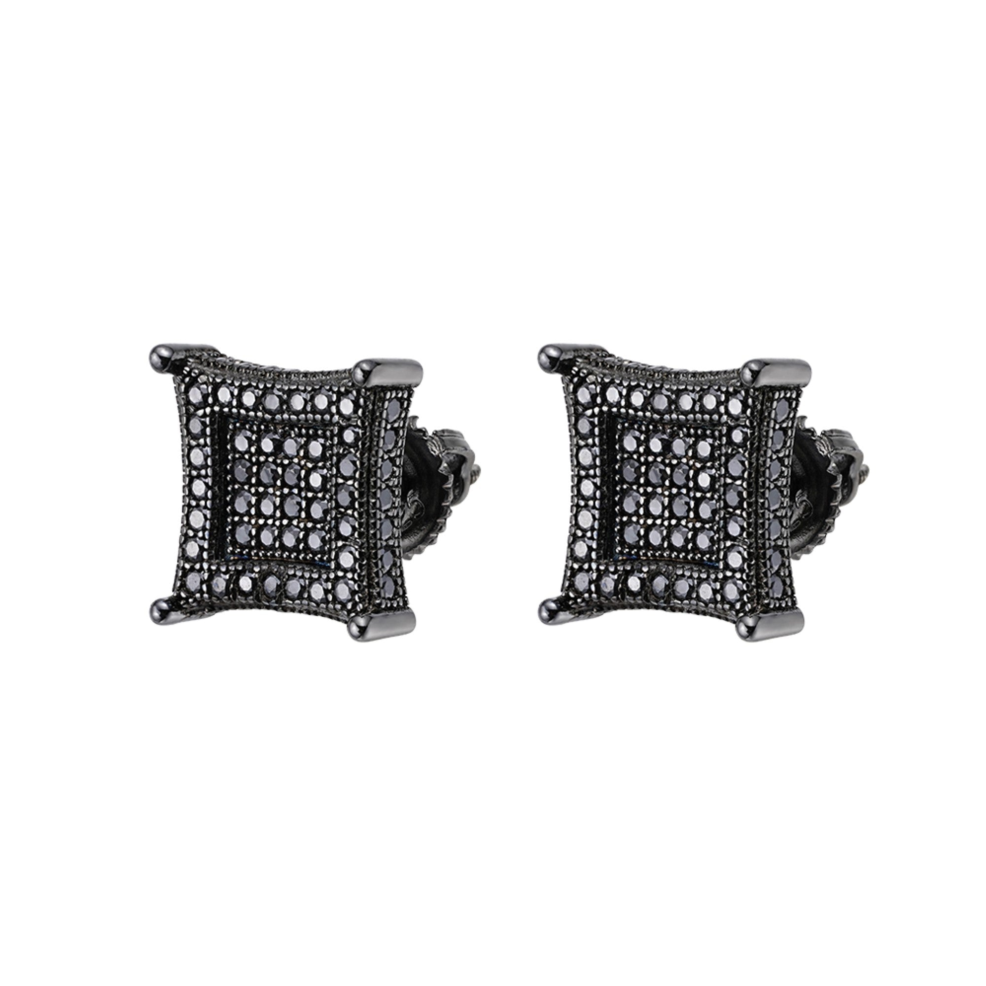 Moissanite Diamond Black Kite Earrings 925 Silver Studs Unisex