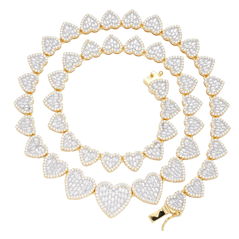 Womens Moissanite Heart Necklace 14k Gold Tone 925