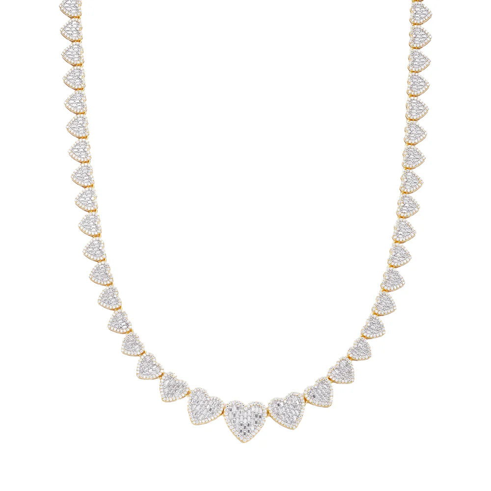 Womens Moissanite Heart Necklace 14k Gold Tone 925