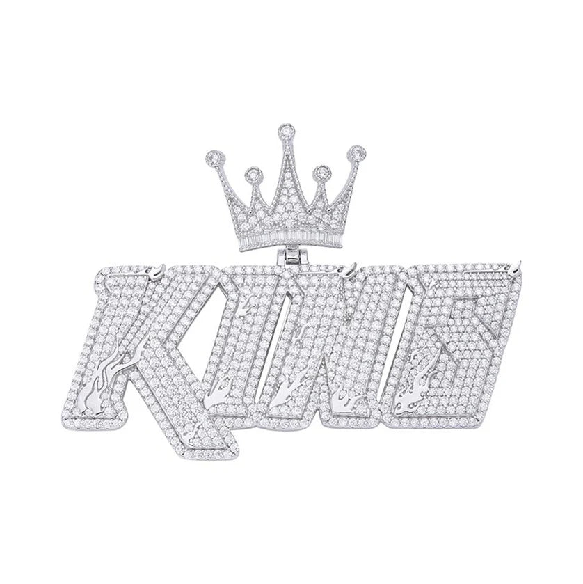 Moissanite King Crown Pendant 925 Silver Charm