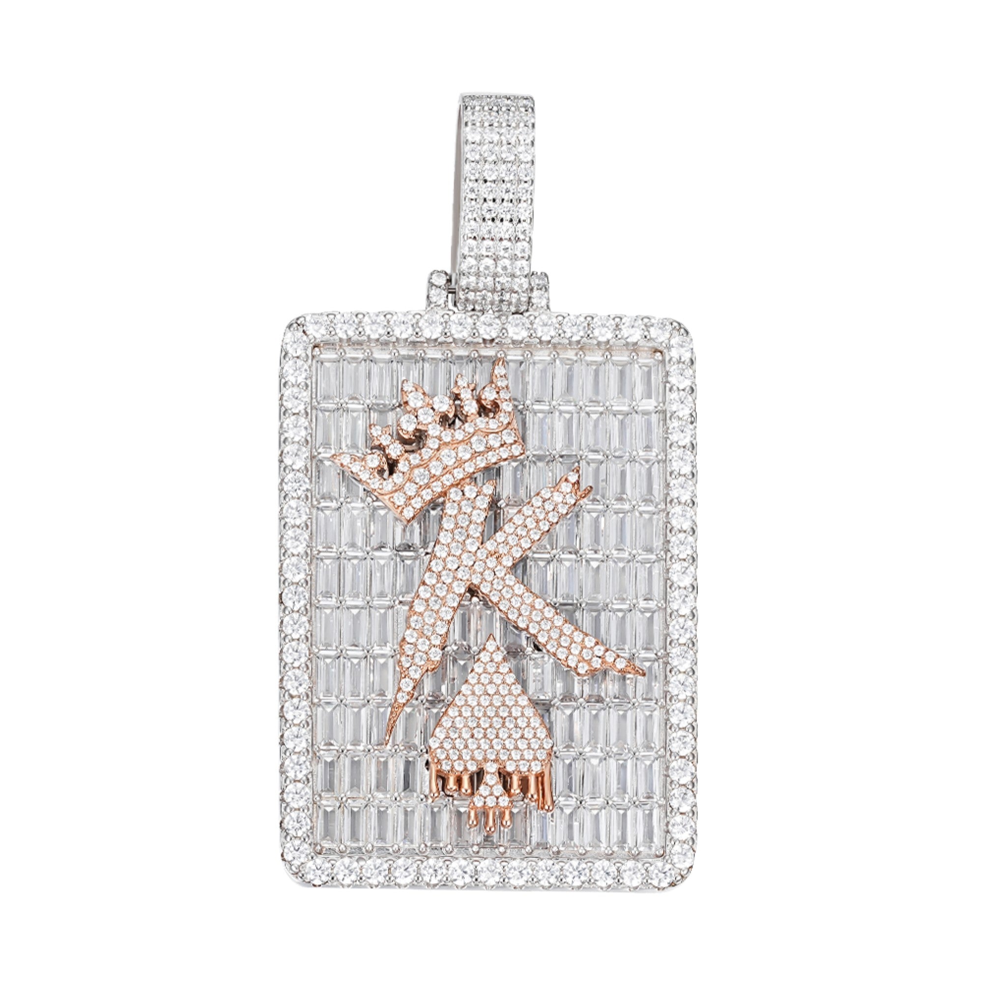 S.Silver Round Baguette Moissanite Designer Pendant RP 19-1/8 Cttw