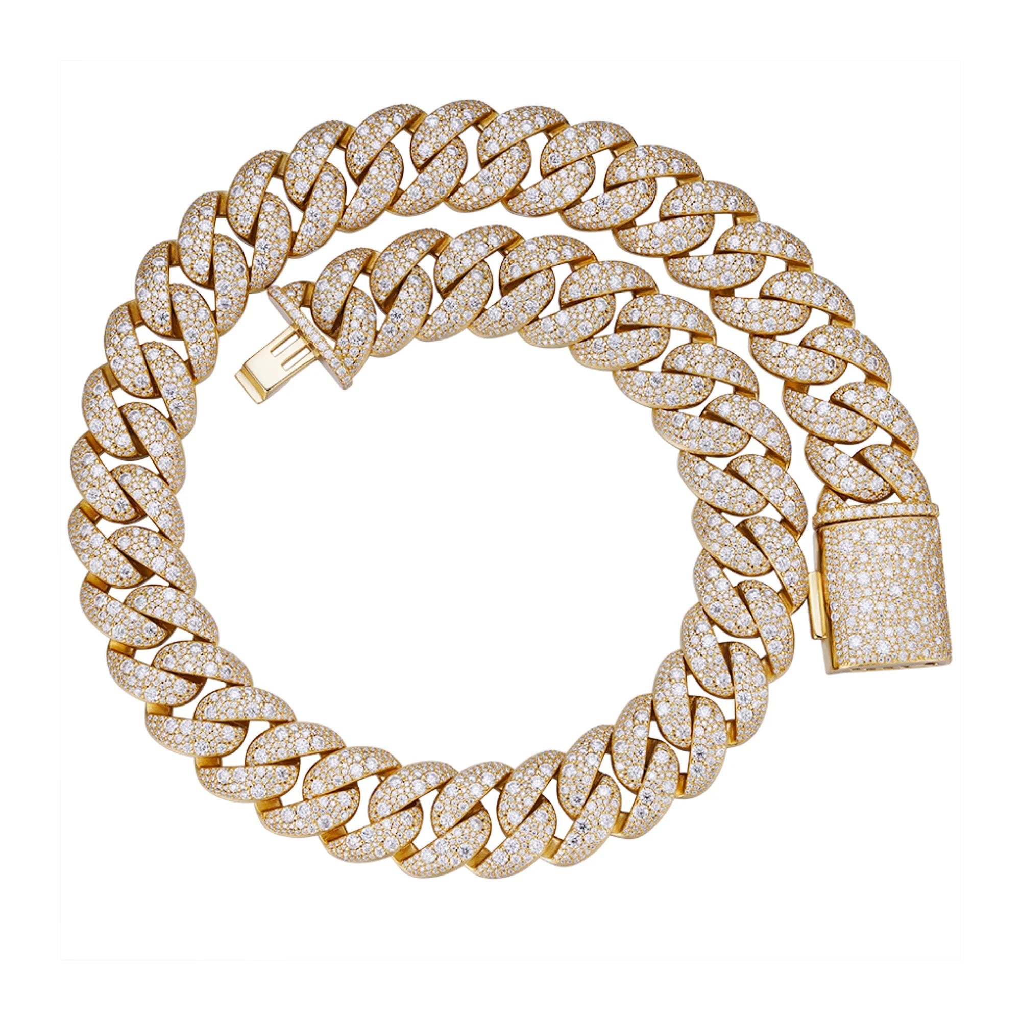 22mm Mosaic Set Cuban Moissanite Chain 925