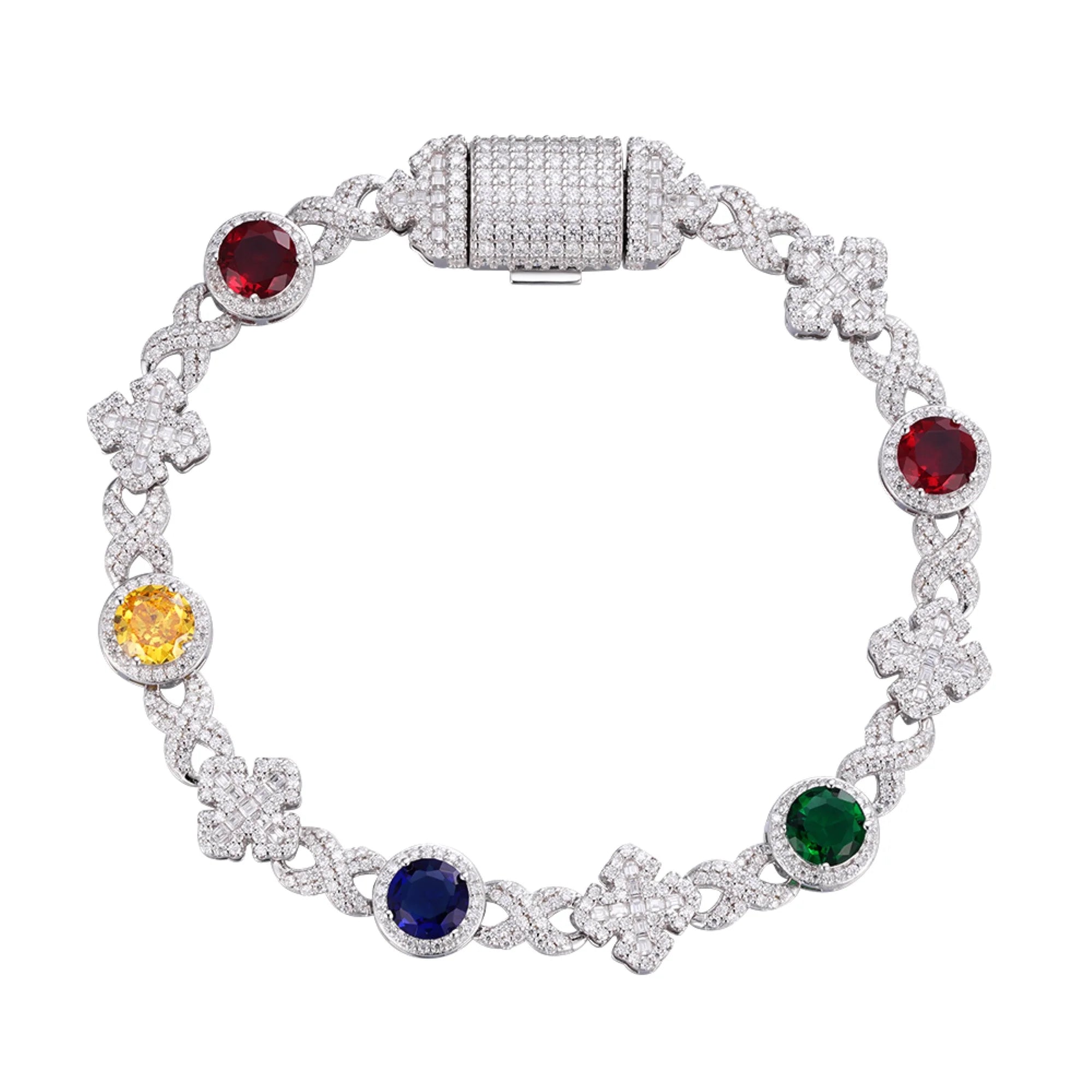 Moissanite Gemstone Bracelet 925 Silver Designer Link