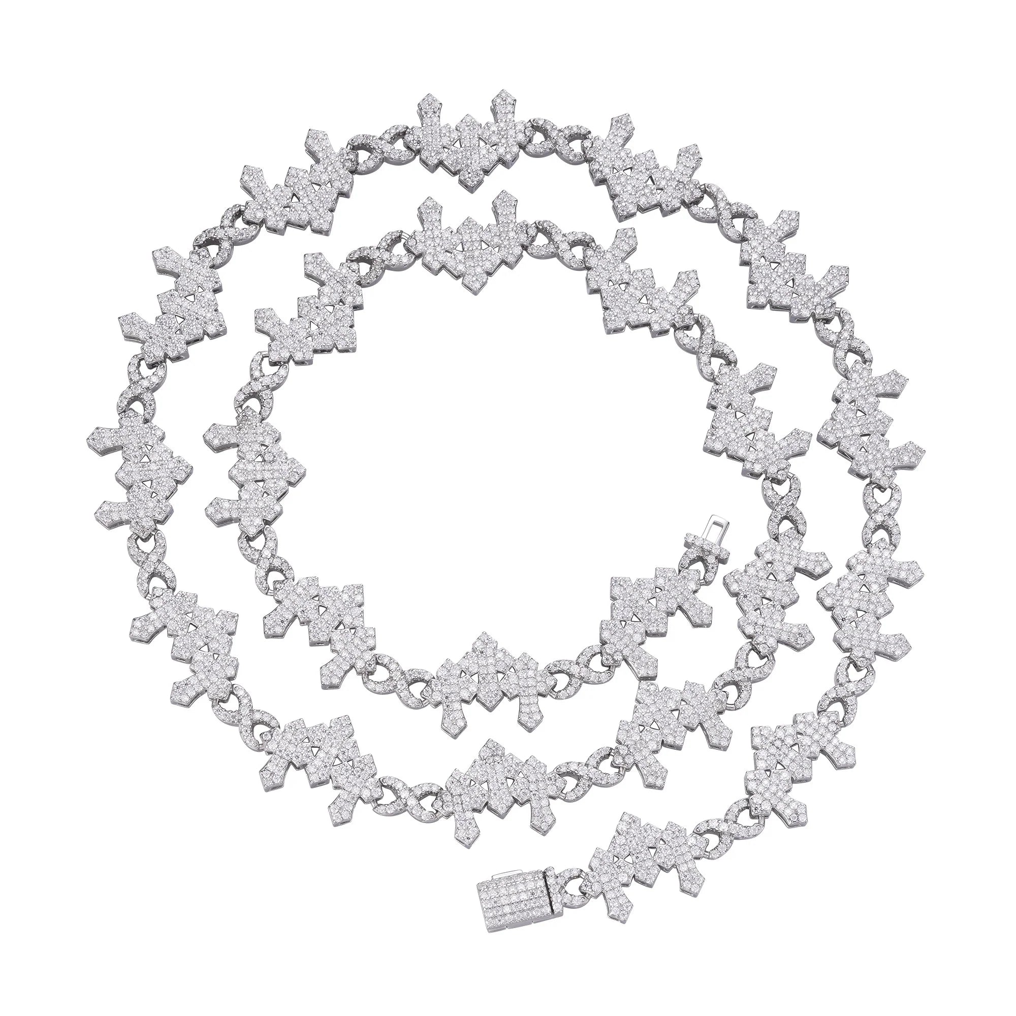 Infinity Cross Necklace Moissanite Chain 925