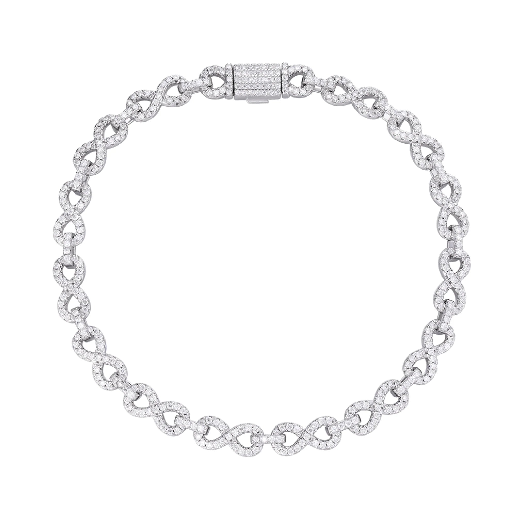 Moissanite Infinity Bracelet 6-8mm Designer 925 14k