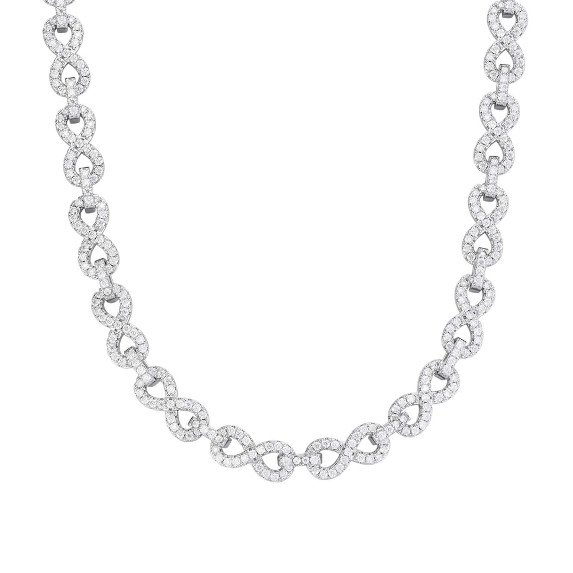 Infinity Link Moissanite 8mm Necklace 925 Chain