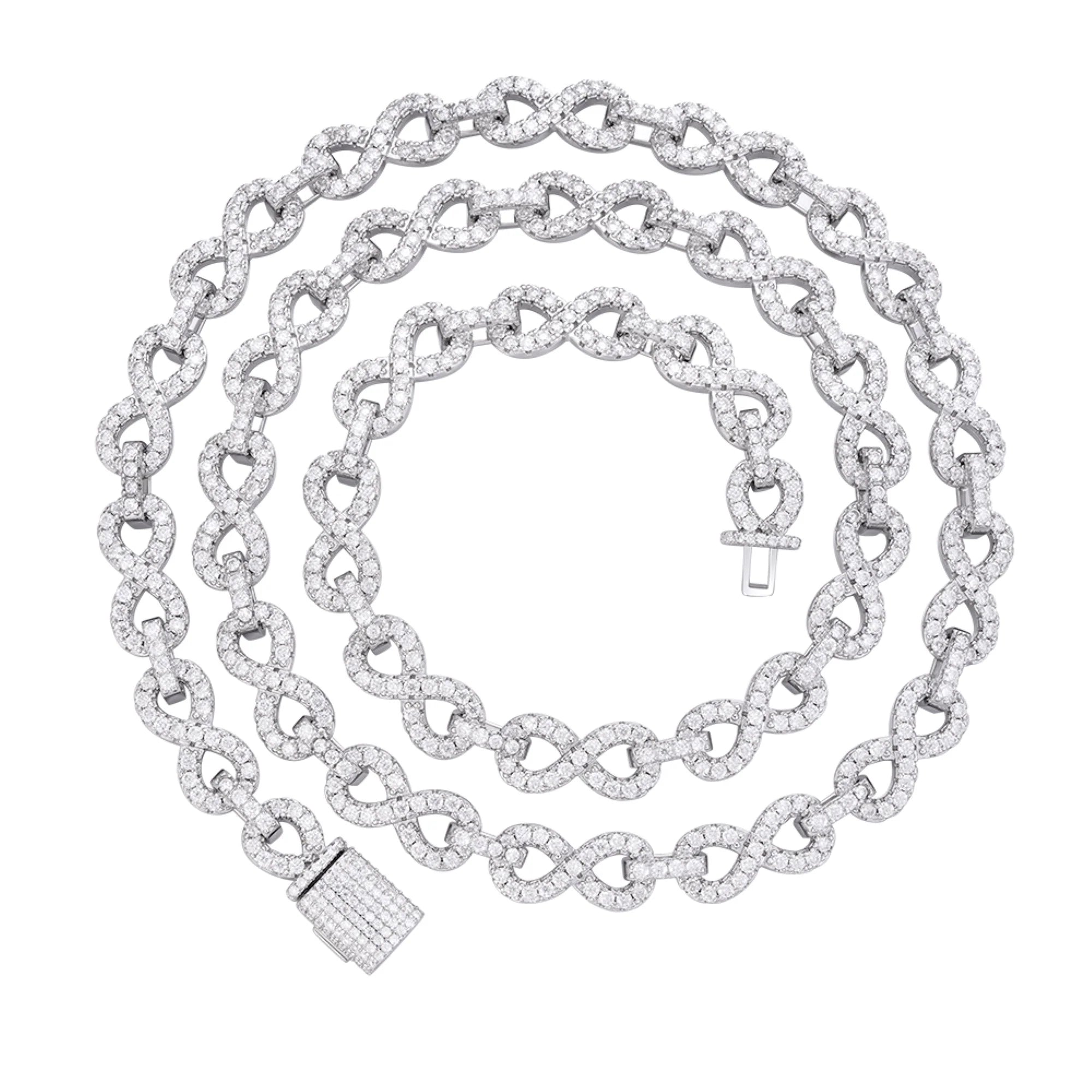Infinity Link Moissanite 8mm Necklace 925 Chain