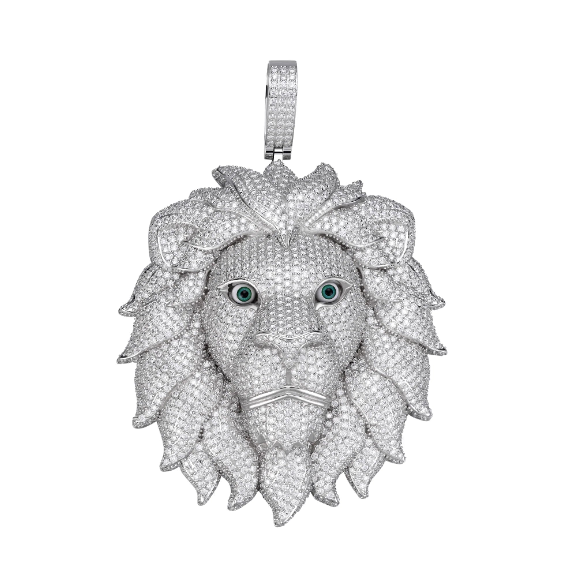 XL Custom Lion Pendant 5 Inch Moissanite 925 Silver