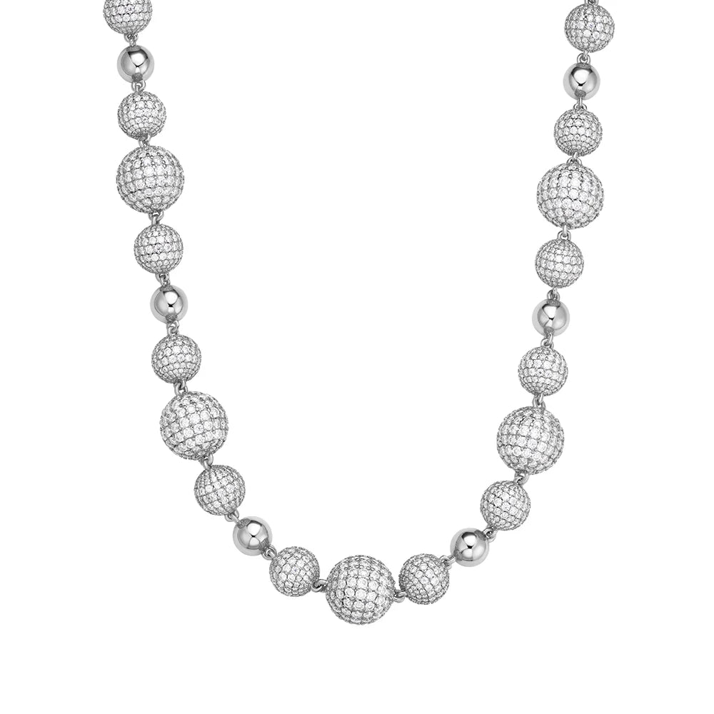 Custom Bead Ball Chain 15mm Silver Moissanite 105 Cts