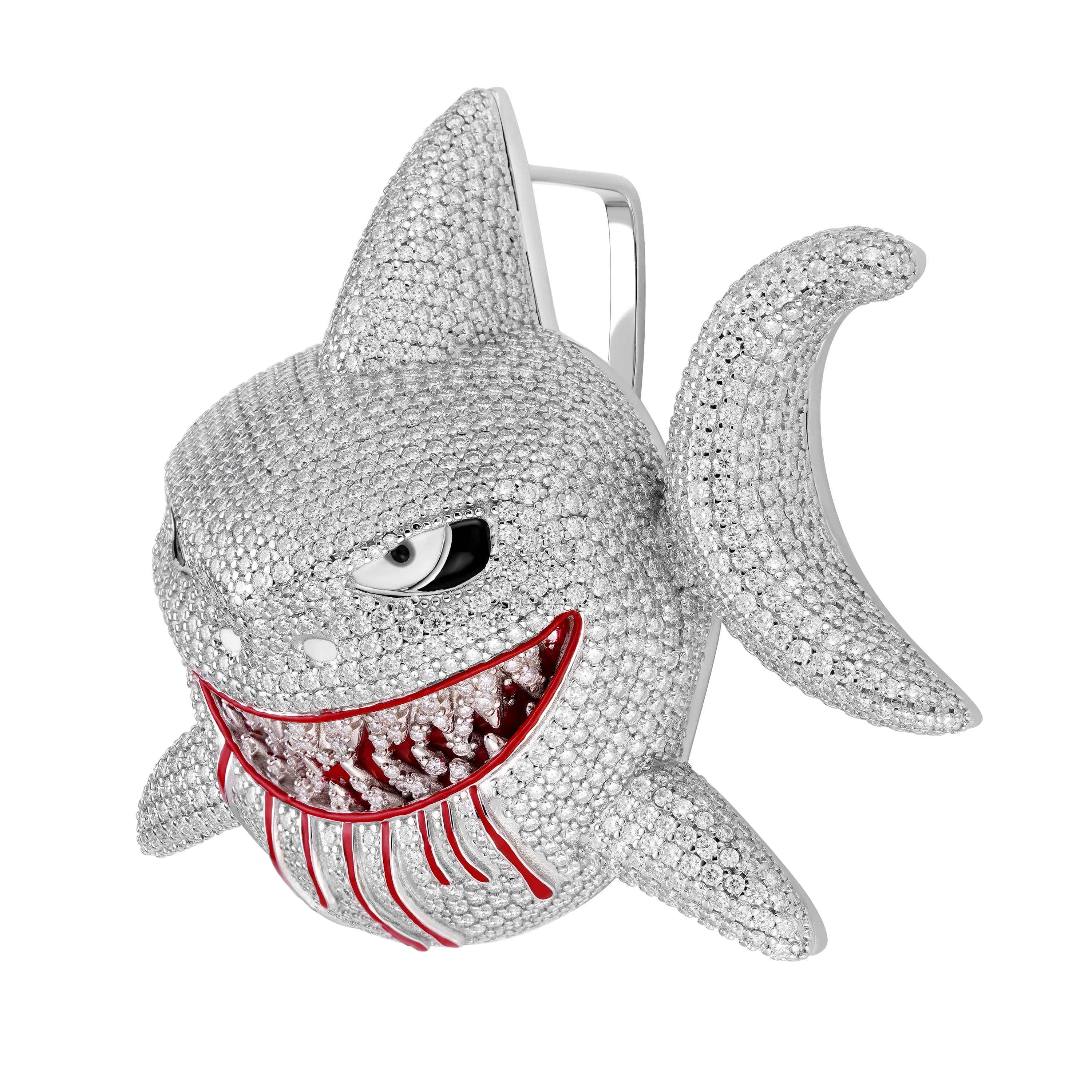 Moissanite Shark Pendant 3d Fish 925 Silver