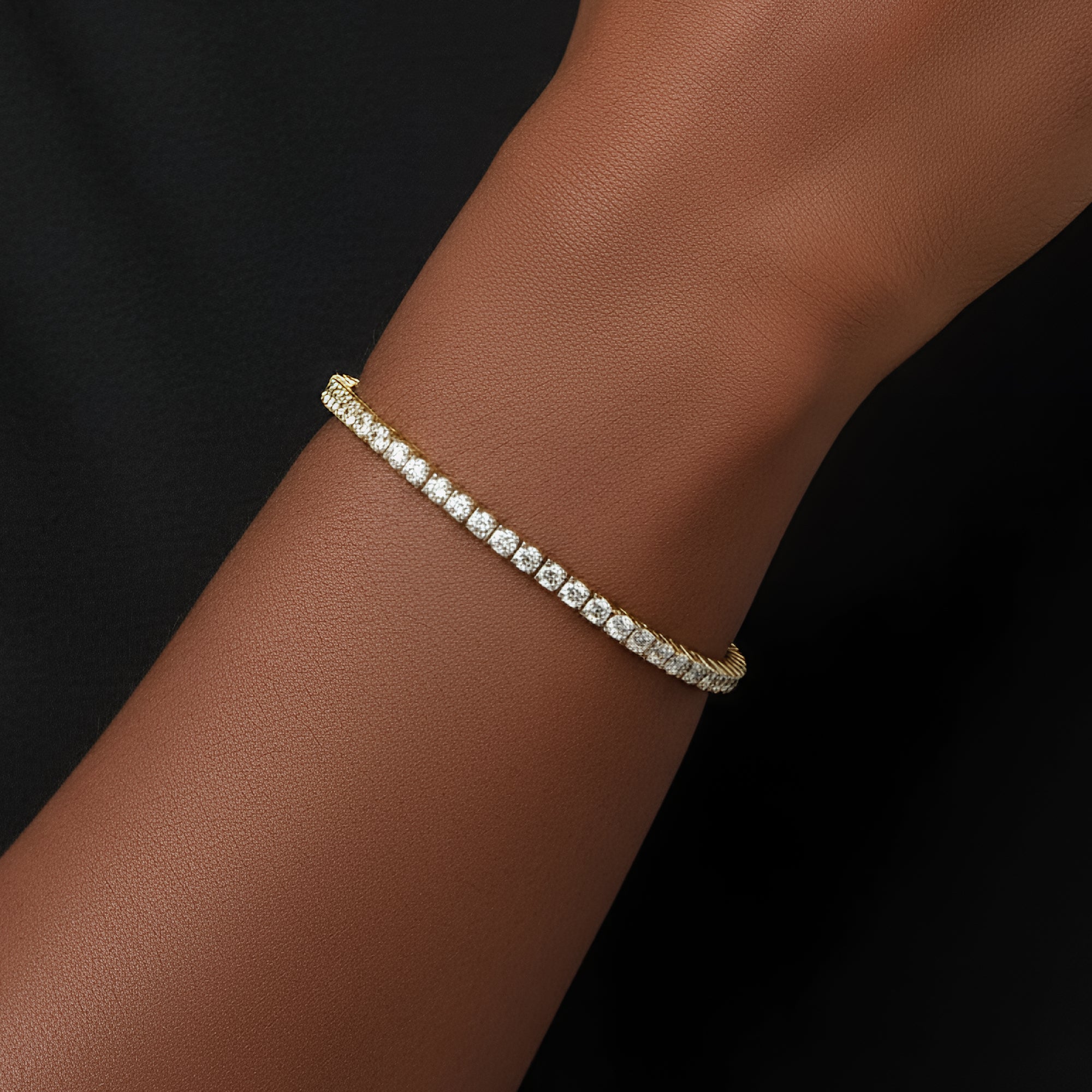 3MM Moissanite Diamond 14K Gold Tone Tennis Bracelet