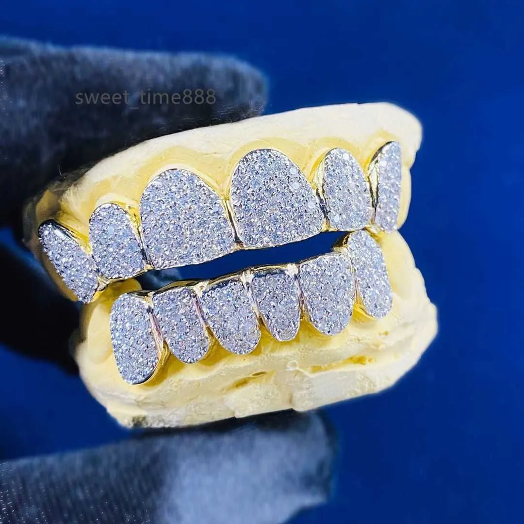 Moissanite Custom Fit Top & Bottom Honeycomb Set Custom Grillz
