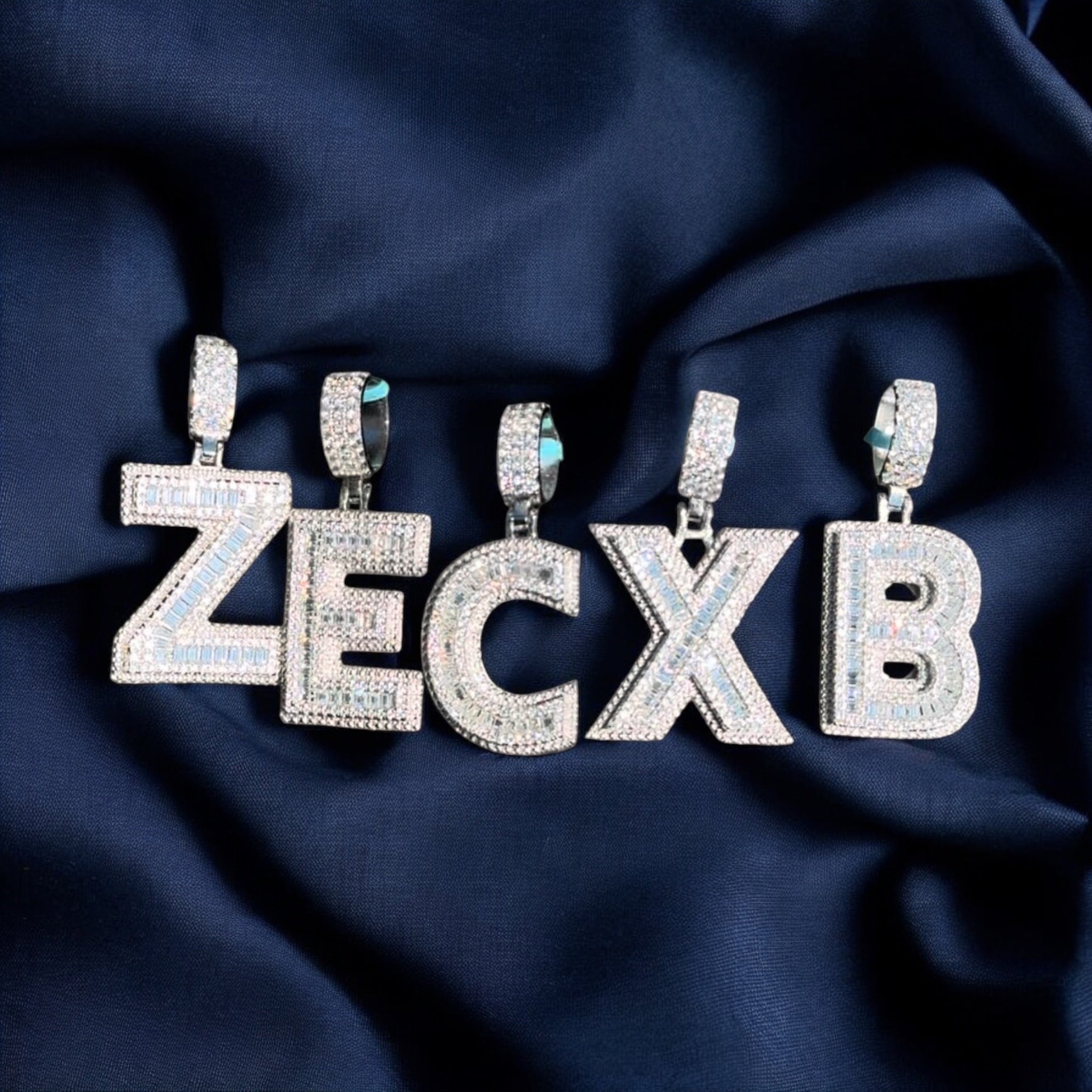 Moissanite Initial Pendant 925 Silver Letter Charms