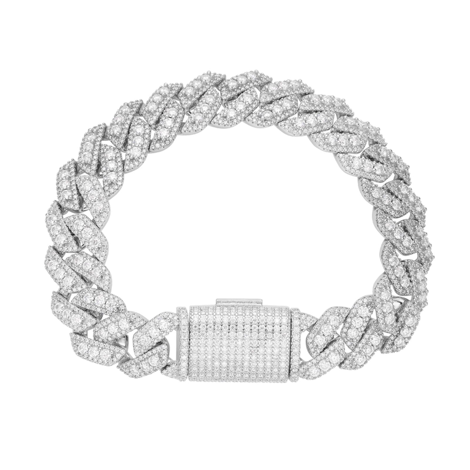 925S & VS MOISSANITE 14MM PRONG CUBAN BRACELET STERLING SILVER - Master of Bling 