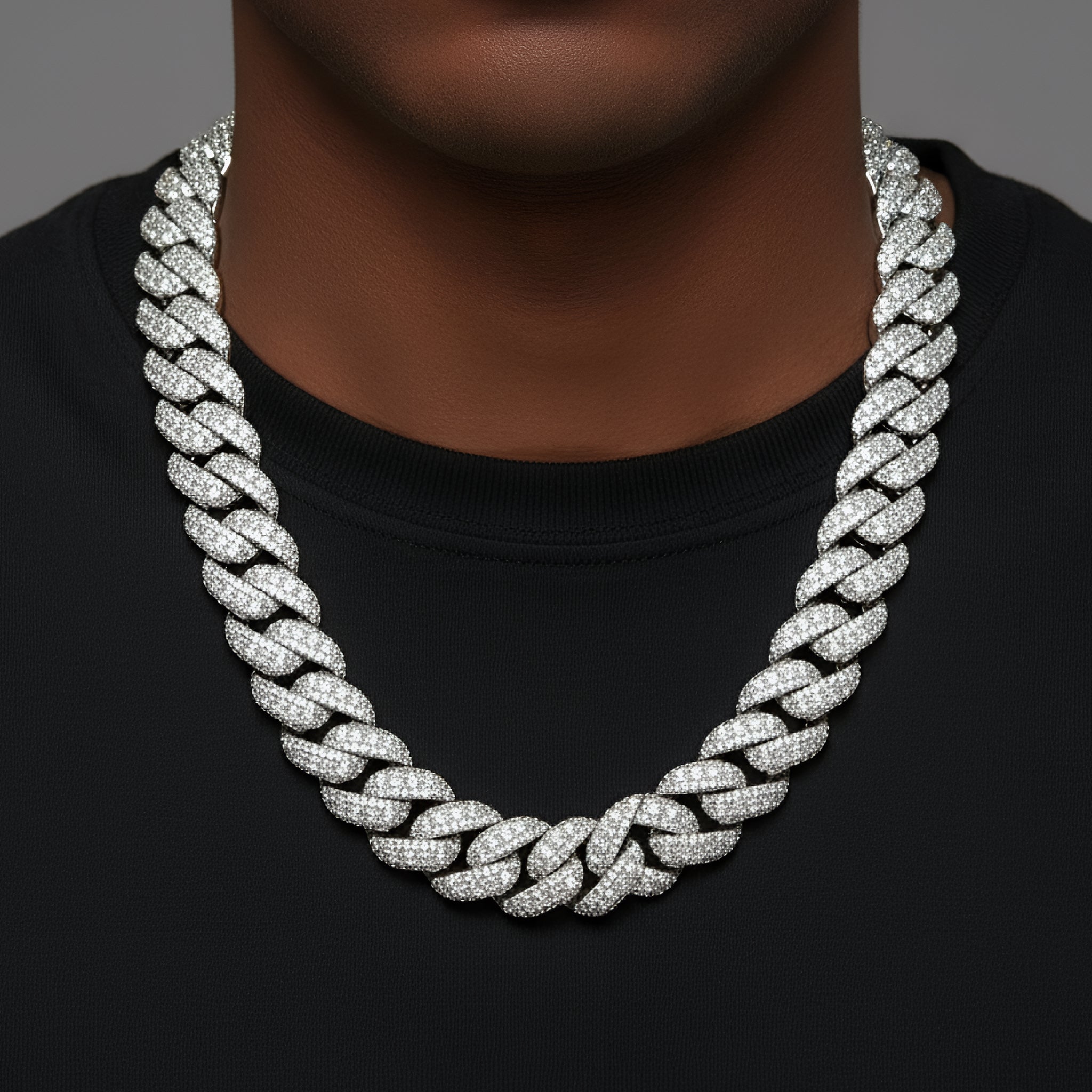 925S VS Moissanite 14mm Miami Cuban Link Prong Chain Iced Hip Hop 20"