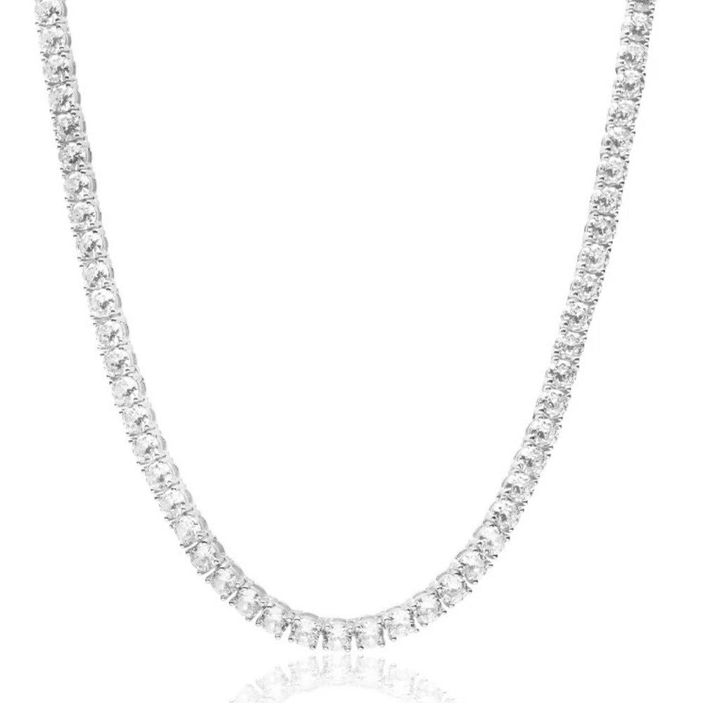 925 Silver 4mm VVS Moissanite Diamond Tennis Chain White Gold Tone - Master of Bling 