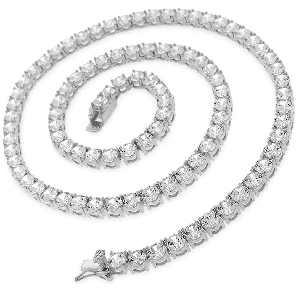 925 Silver 4mm VVS Moissanite Diamond Tennis Chain White Gold Tone - Master of Bling 