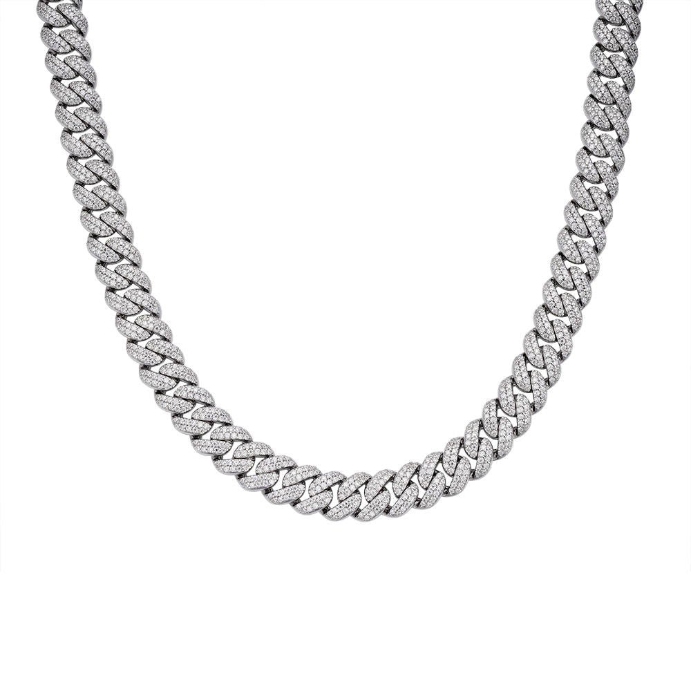 925 Silver Moissanite 10mm Miami Cuban 22 Inch Mens Chain Necklace - Master of Bling 