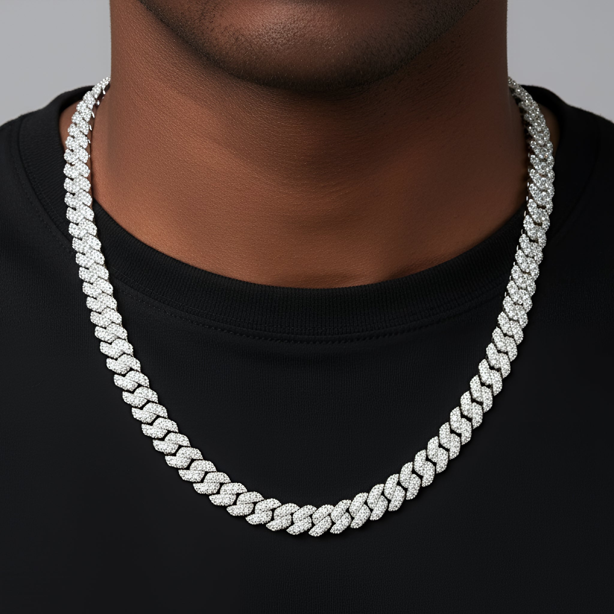 925 Silver Moissanite 10mm White Tone 22 Inch Cuban Necklace