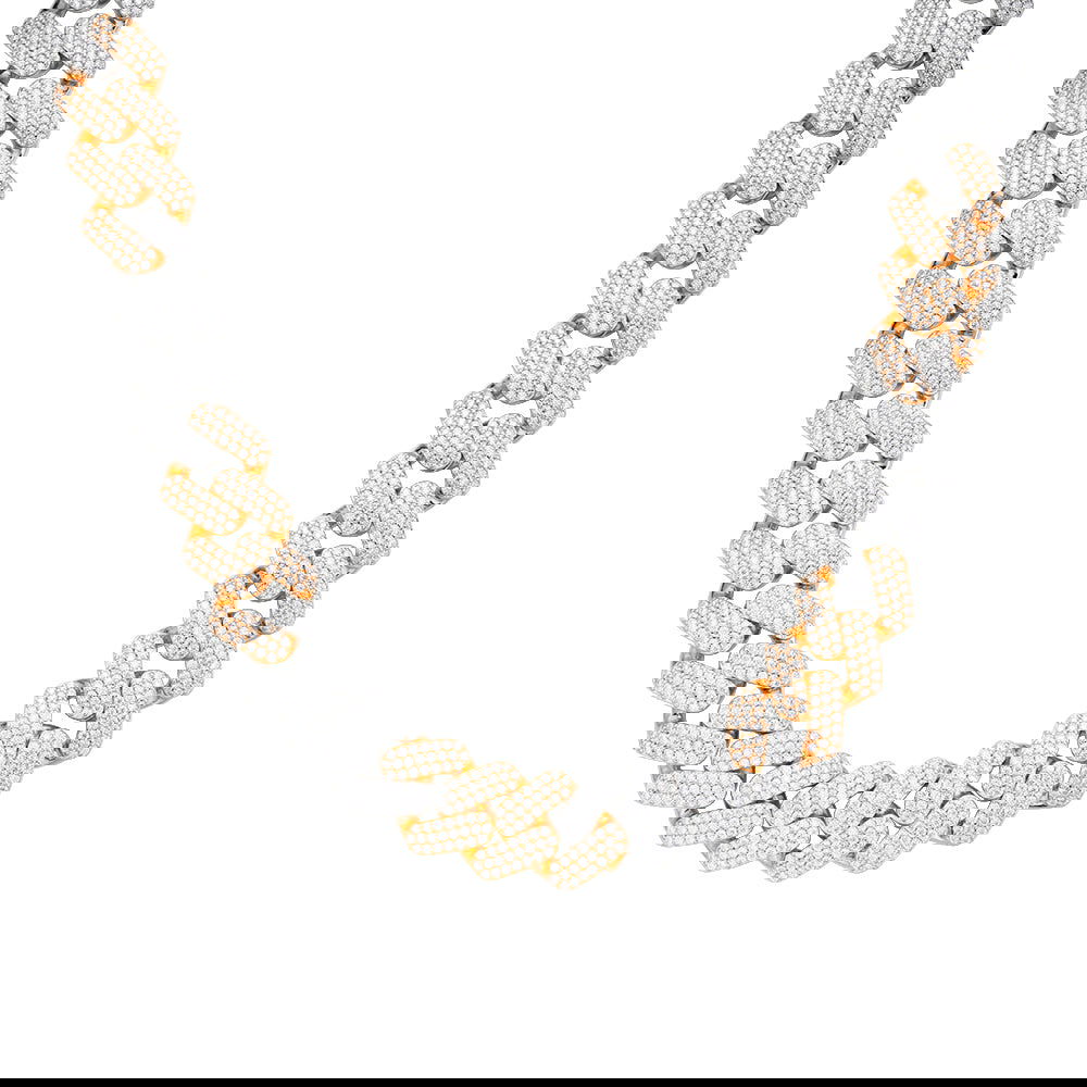 925 Silver Moissanite 18mm Miami Cuban 22 Inch Mens Chain 2 Tone Necklace - Master of Bling 