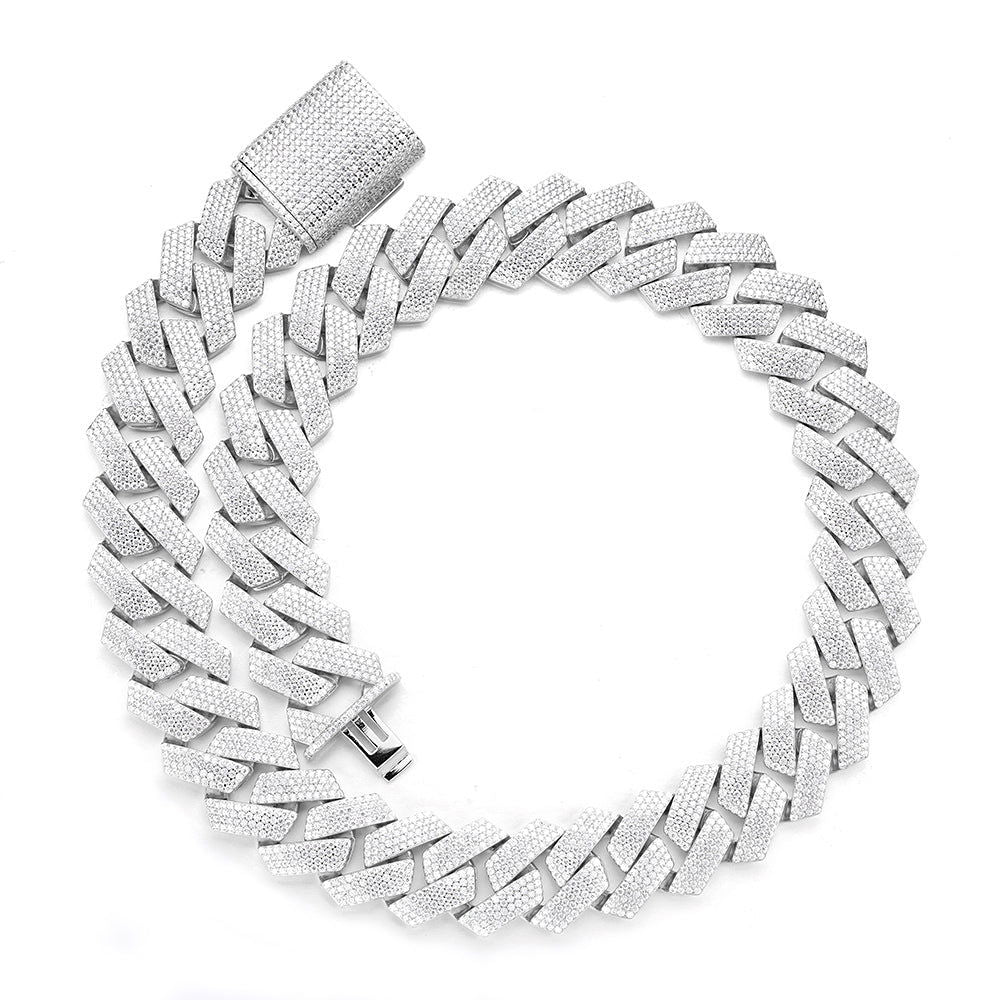 925 Silver Moissanite 23mm Miami Cuban 22 Inch Chain Necklace - Master of Bling 