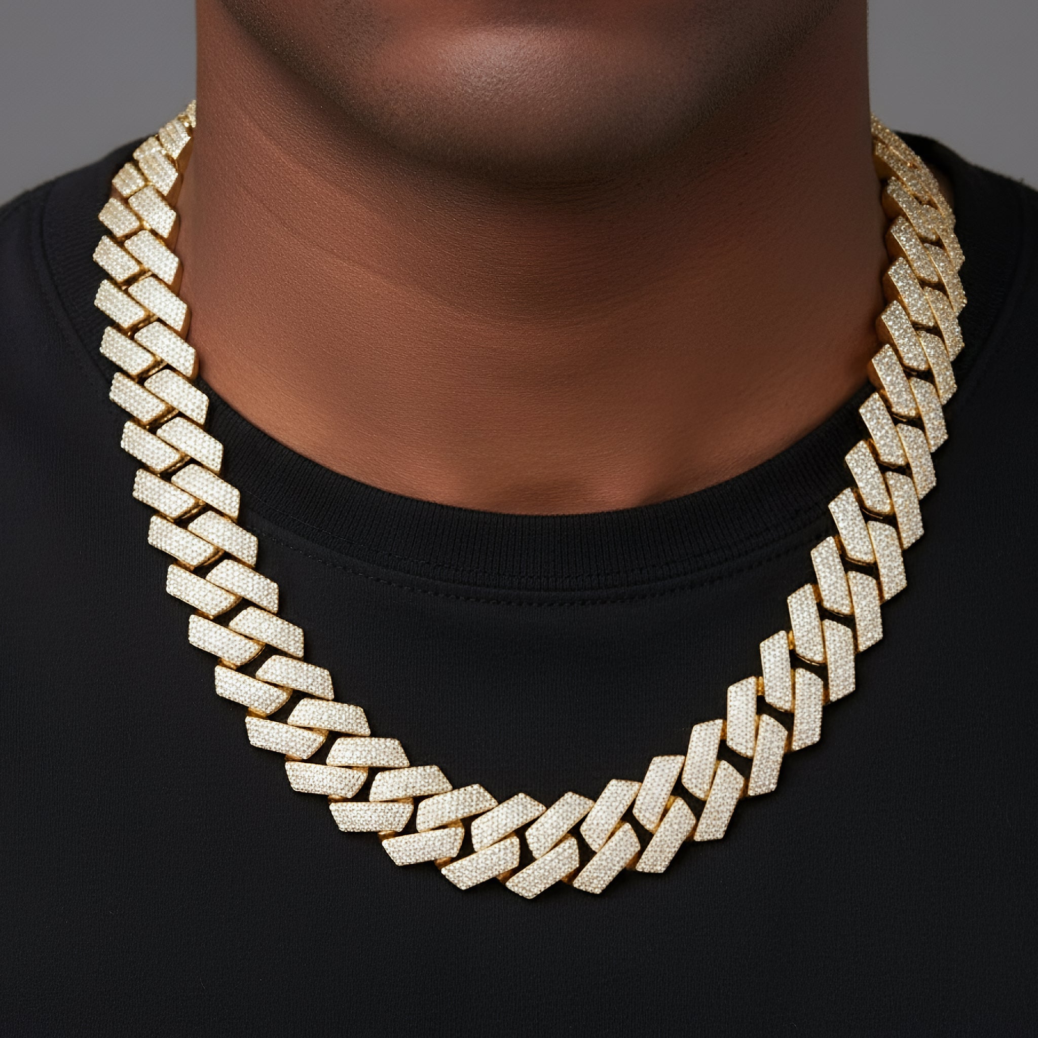 925 Silver Moissanite 23mm Miami Cuban 22 Inch Mens Chain Necklace