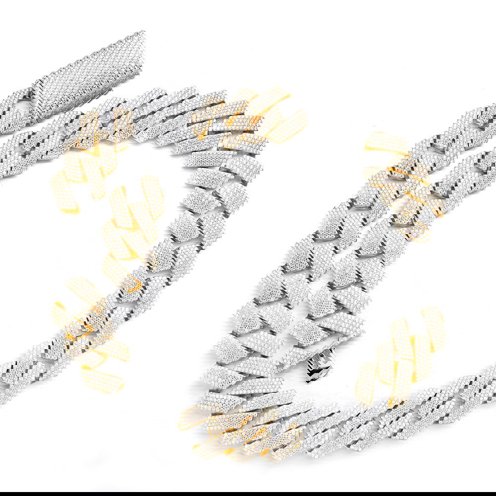 925 Silver Moissanite 23mm Miami Cuban 22 Inch Mens Chain Necklace - Master of Bling 