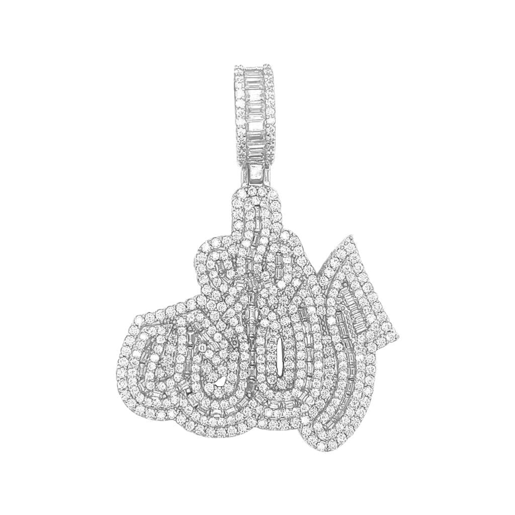 925 Sterling Silver Moissanite 4.84 Ctw Muslim God Allah Pendant - Master of Bling 