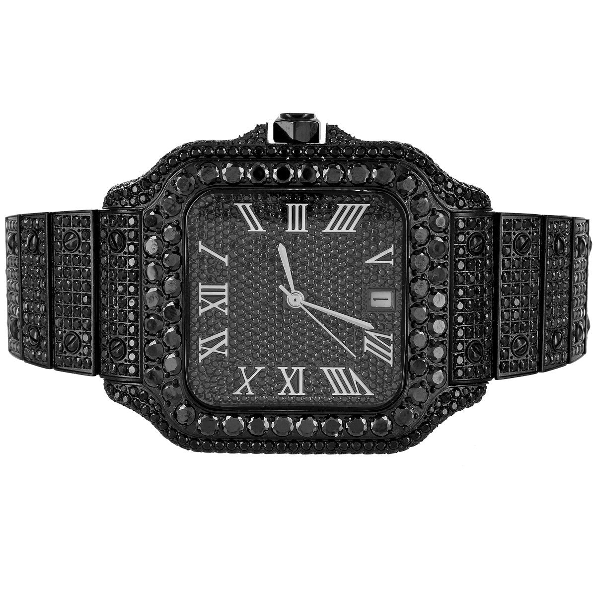 Black Stainless Steel Roman Dial Automatic Movement New Watch - Master of Bling 