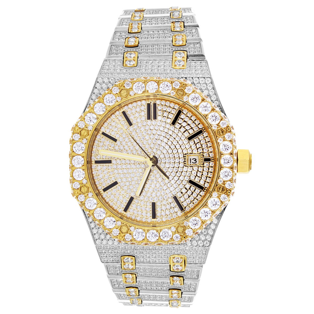Custom Bling Steel Two Tone Automatic Luxury Mens Watch - Master of Bling 