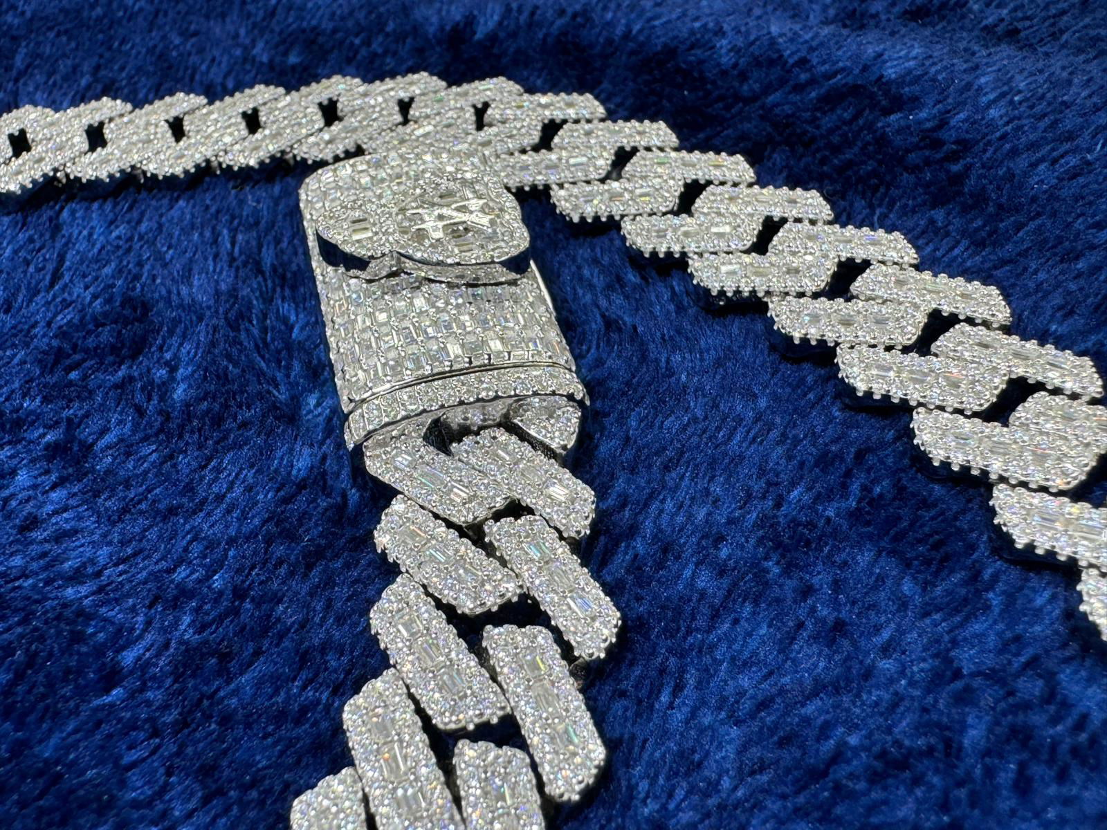 Custom Moissanite Diamond Lock 16mm Miami Cuban Emerald Cut Chain - Master of Bling 