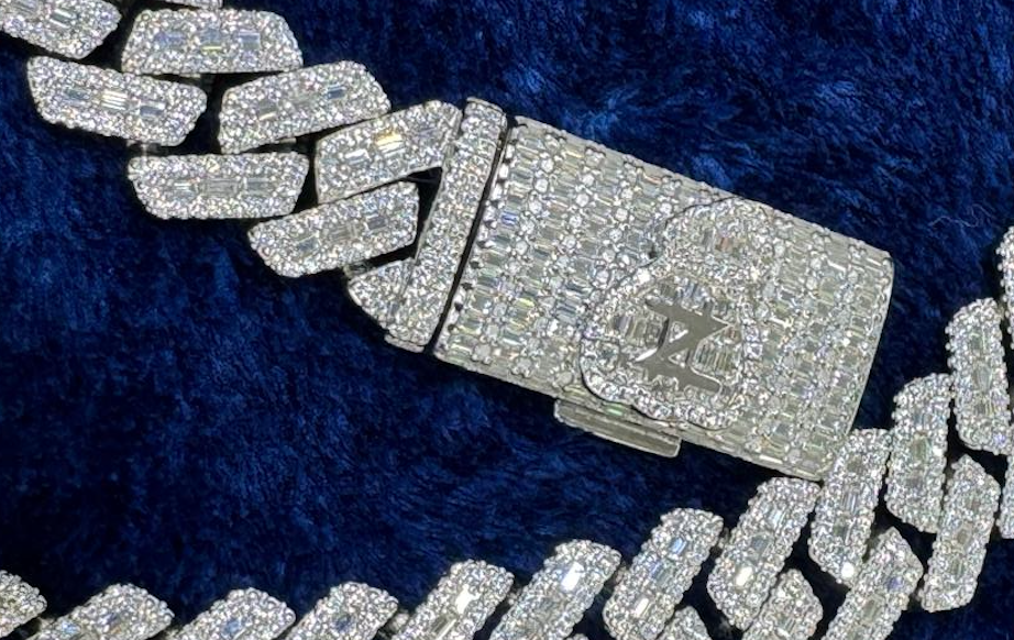 Custom Moissanite Diamond Lock 16mm Miami Cuban Emerald Cut Chain - Master of Bling 