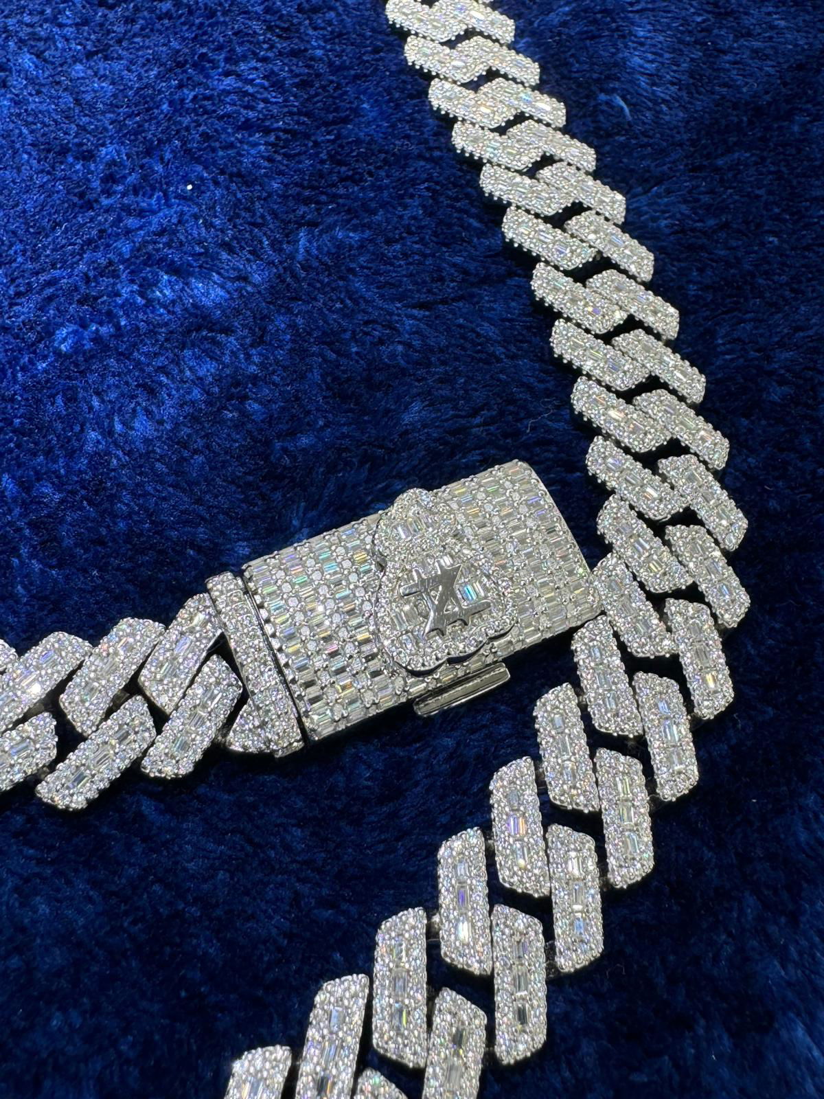 Custom Moissanite Diamond Lock 16mm Miami Cuban Emerald Cut Chain - Master of Bling 