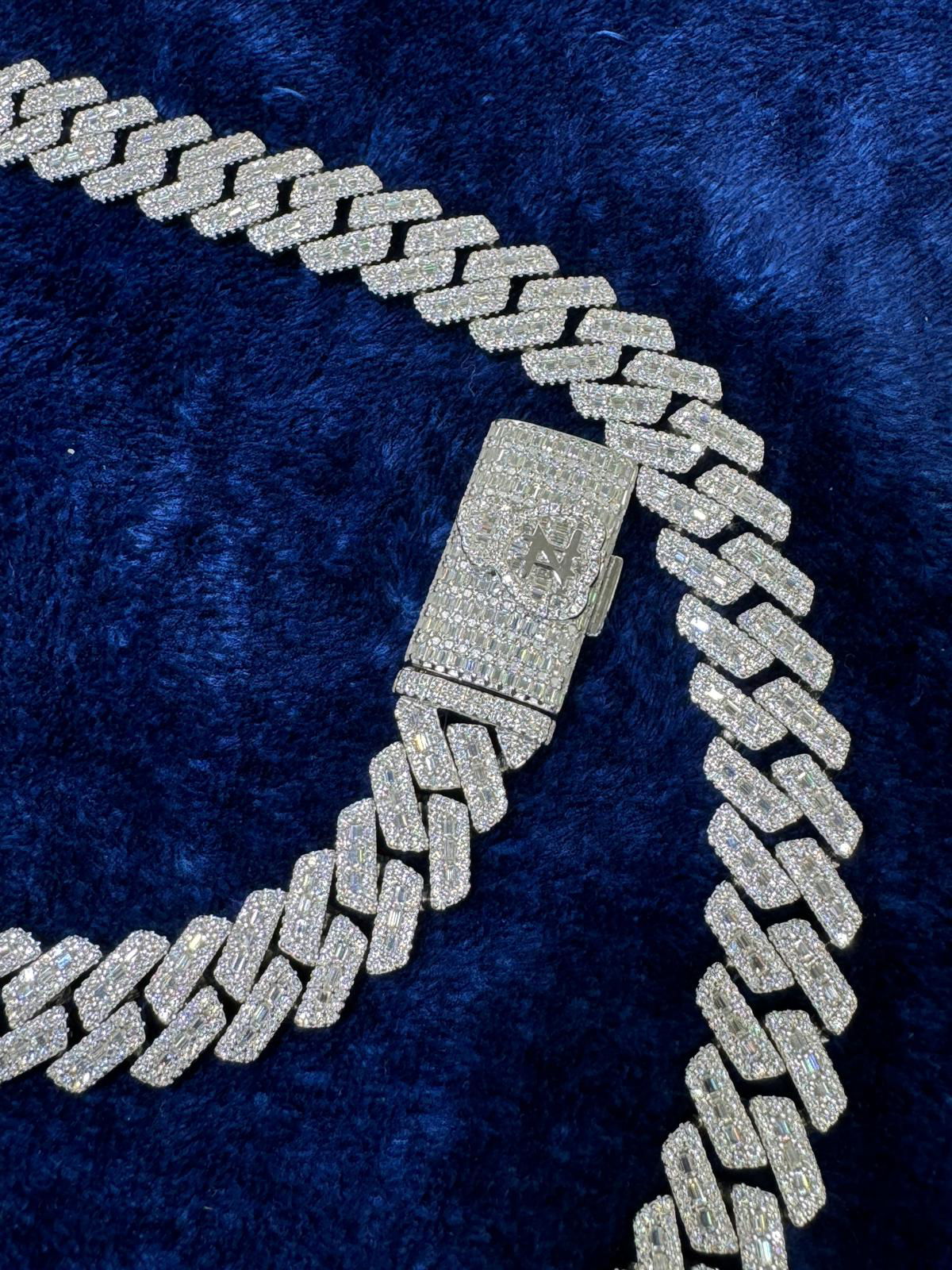 Custom Moissanite Diamond Lock 16mm Miami Cuban Emerald Cut Chain - Master of Bling 