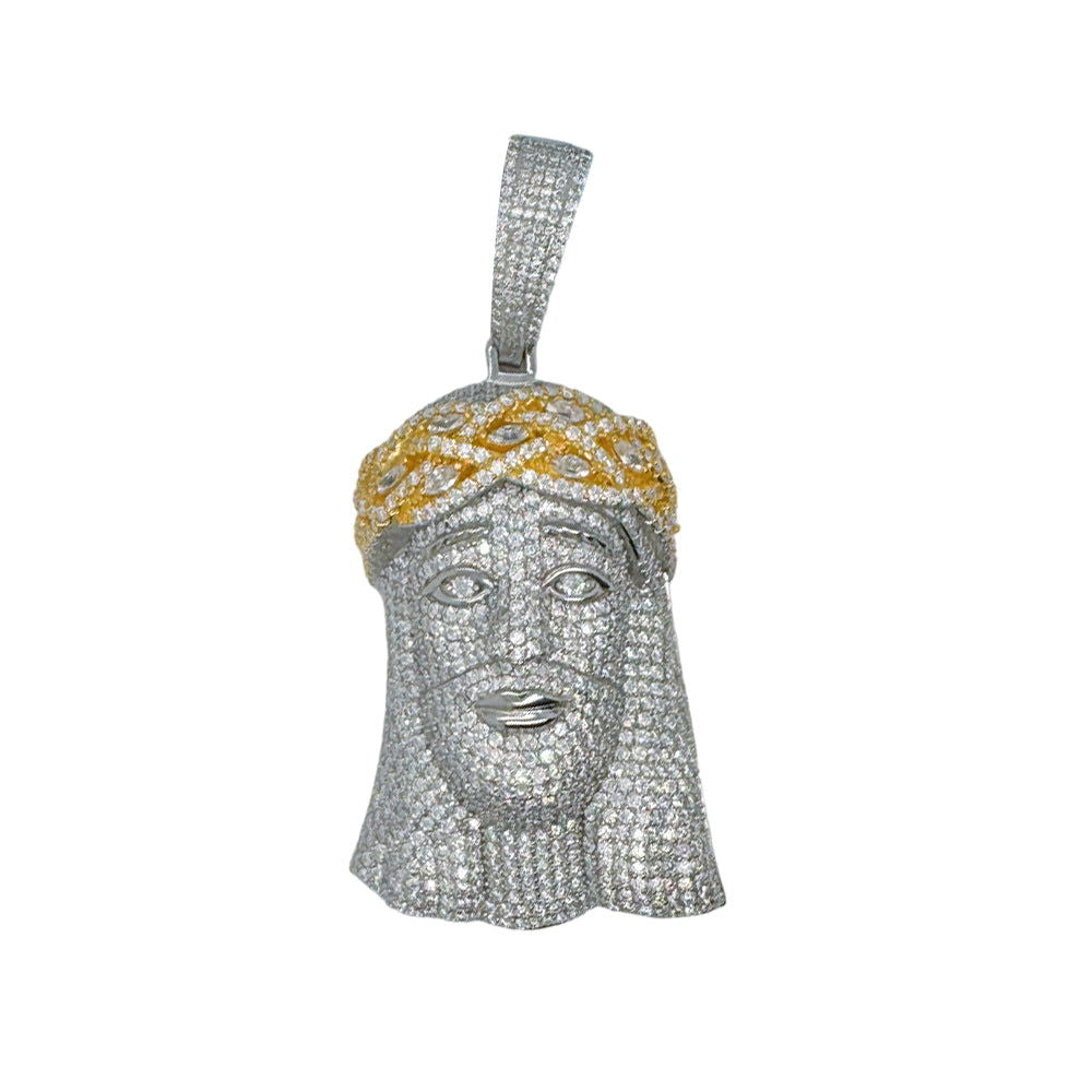 Custom Moissanite Jesus Pendant 2 Tone Icy Hip Hop 925 Silver New Men - Master of Bling 